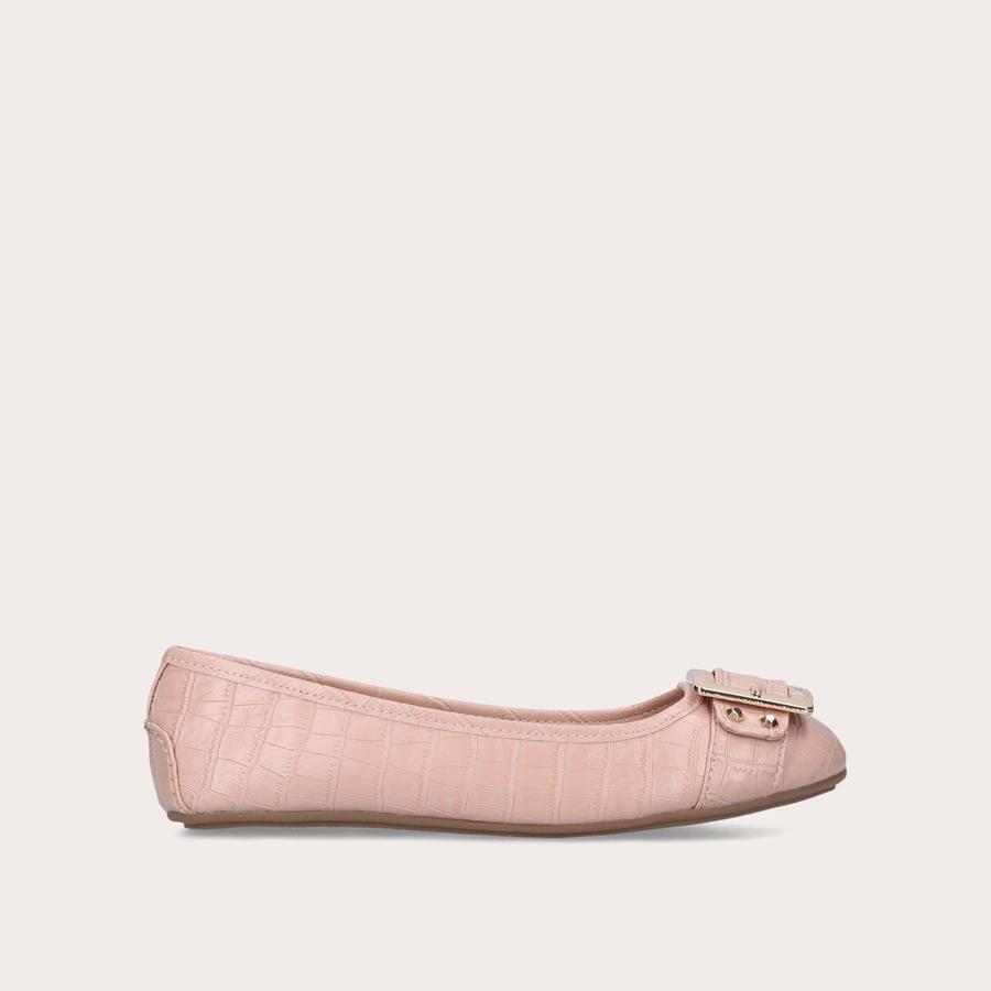 MISSION Blush Croc Ballerina Pumps by CARVELA