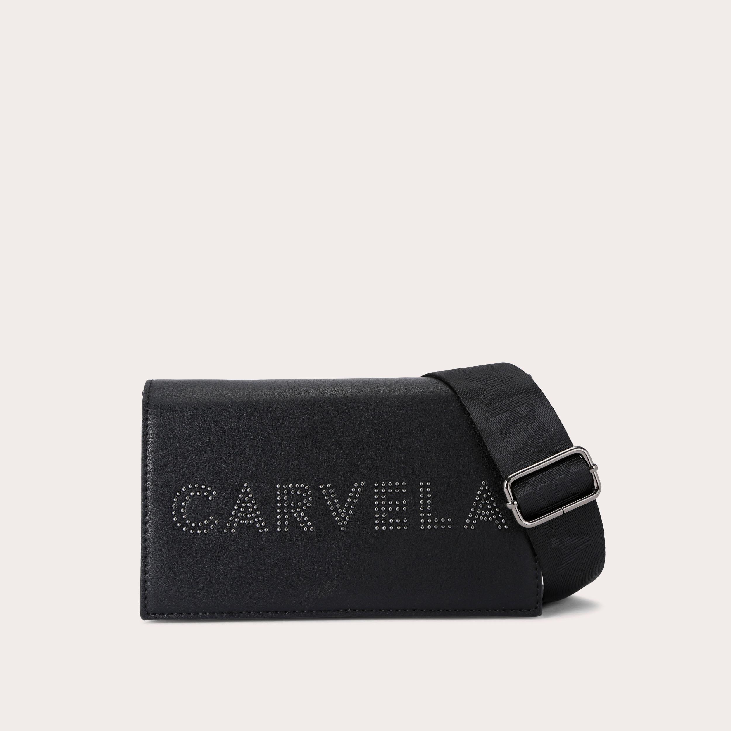 FRAME WALLET X BODY Black Textured Cross Body Wallet by CARVELA