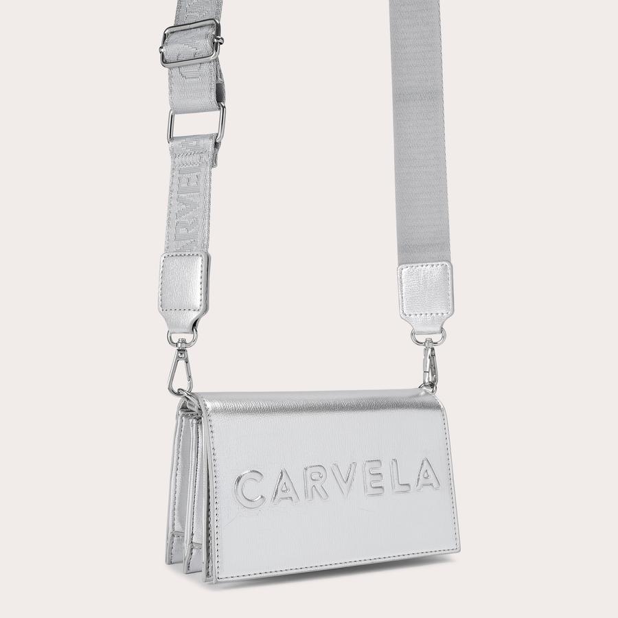 New Michael Kors Jet Set Item Large Wallet Crossbody Metallic Silver