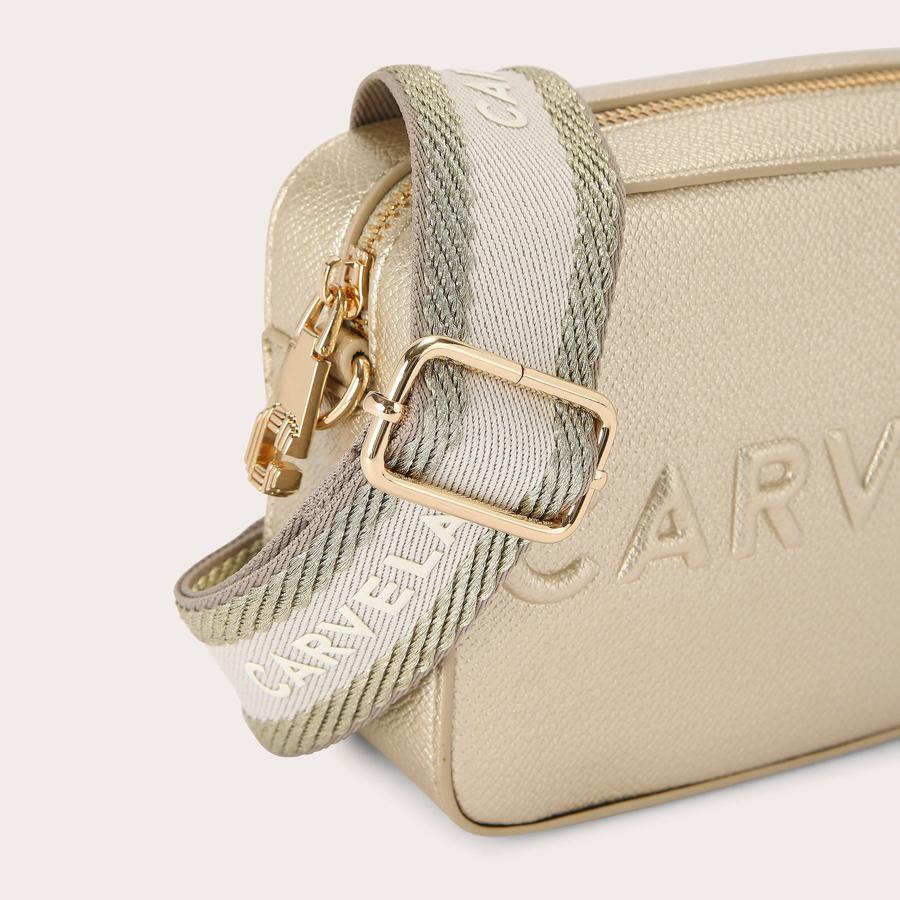 FRAME MINI X BODY Gold Mini Cross Body Bag by CARVELA