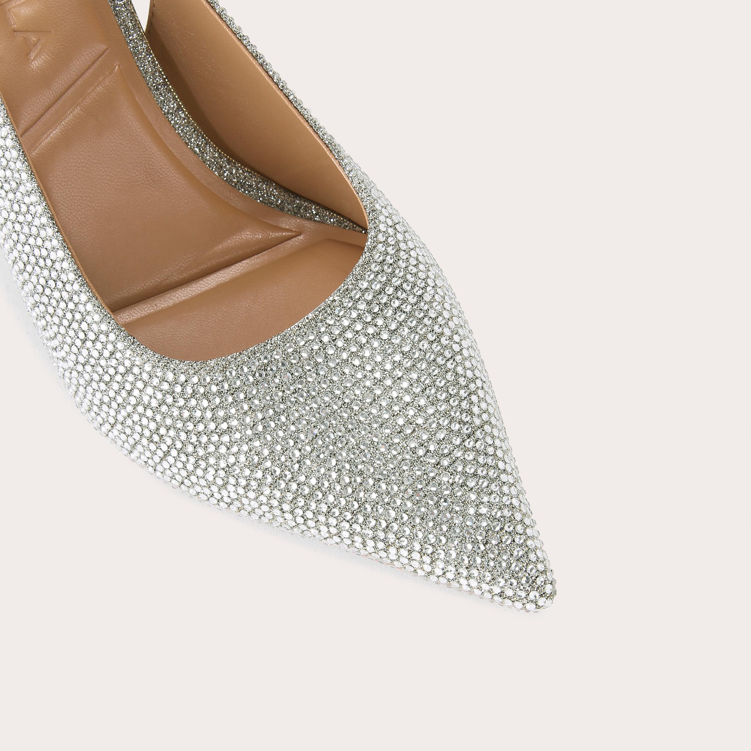 SYMMETRY SLING 90 Silver Fabric Slingback Heels by CARVELA