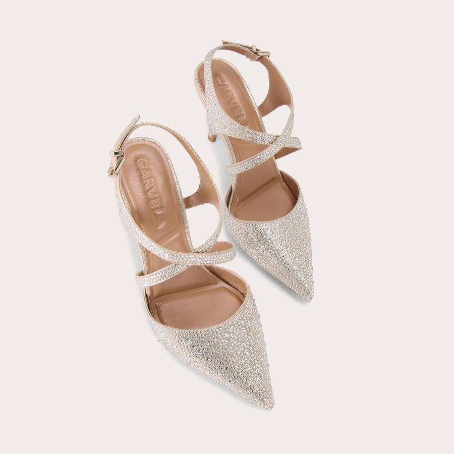 SYMMETRY X STRAP 90 Crystal Slingback Heels by CARVELA