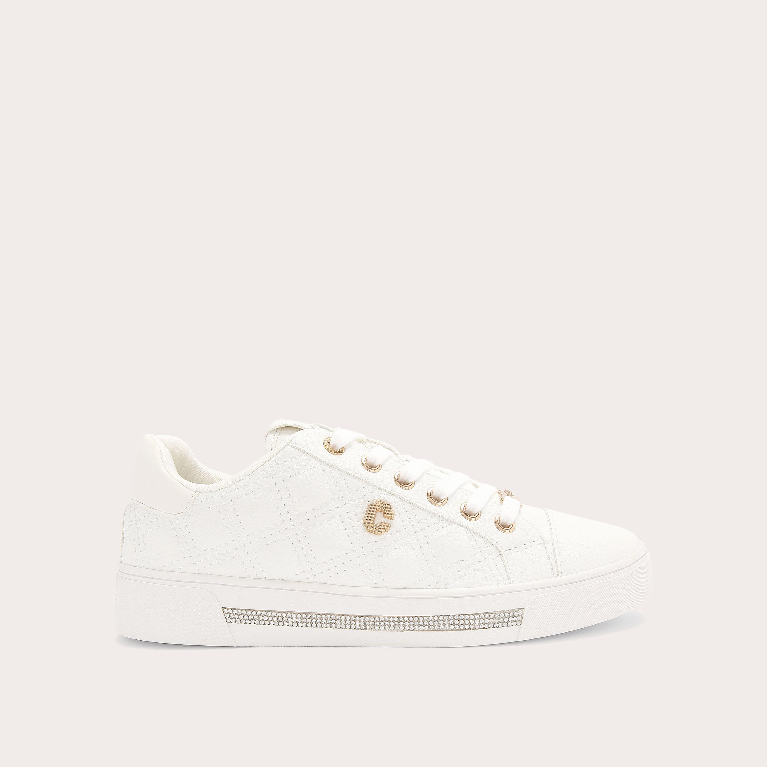 DIAMOND QUILT White Quilted Trainers by CARVELA