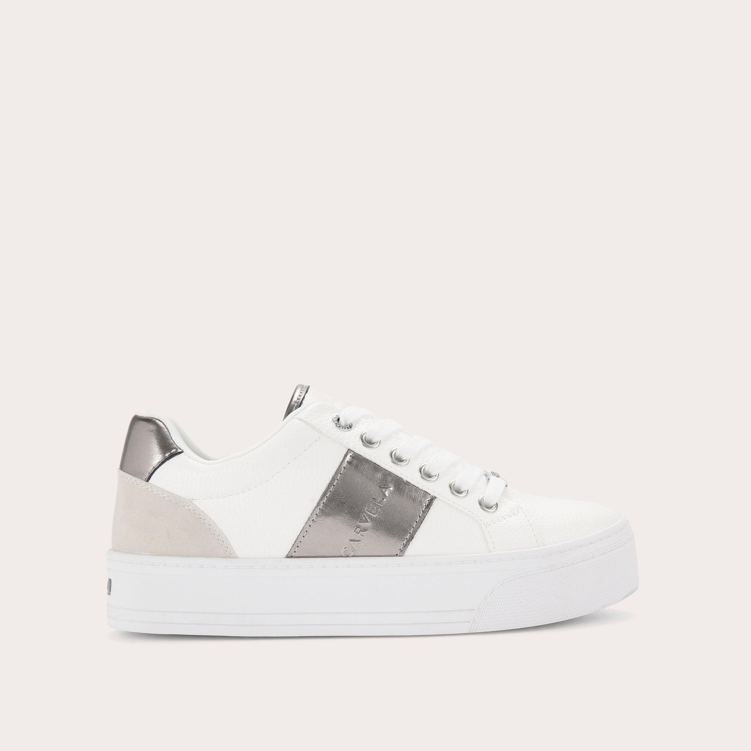 FRAME PUMP White Taupe Platform Trainer by CARVELA