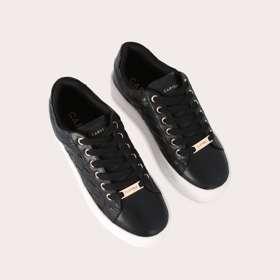 CHECKER Black Woven Trainer by CARVELA
