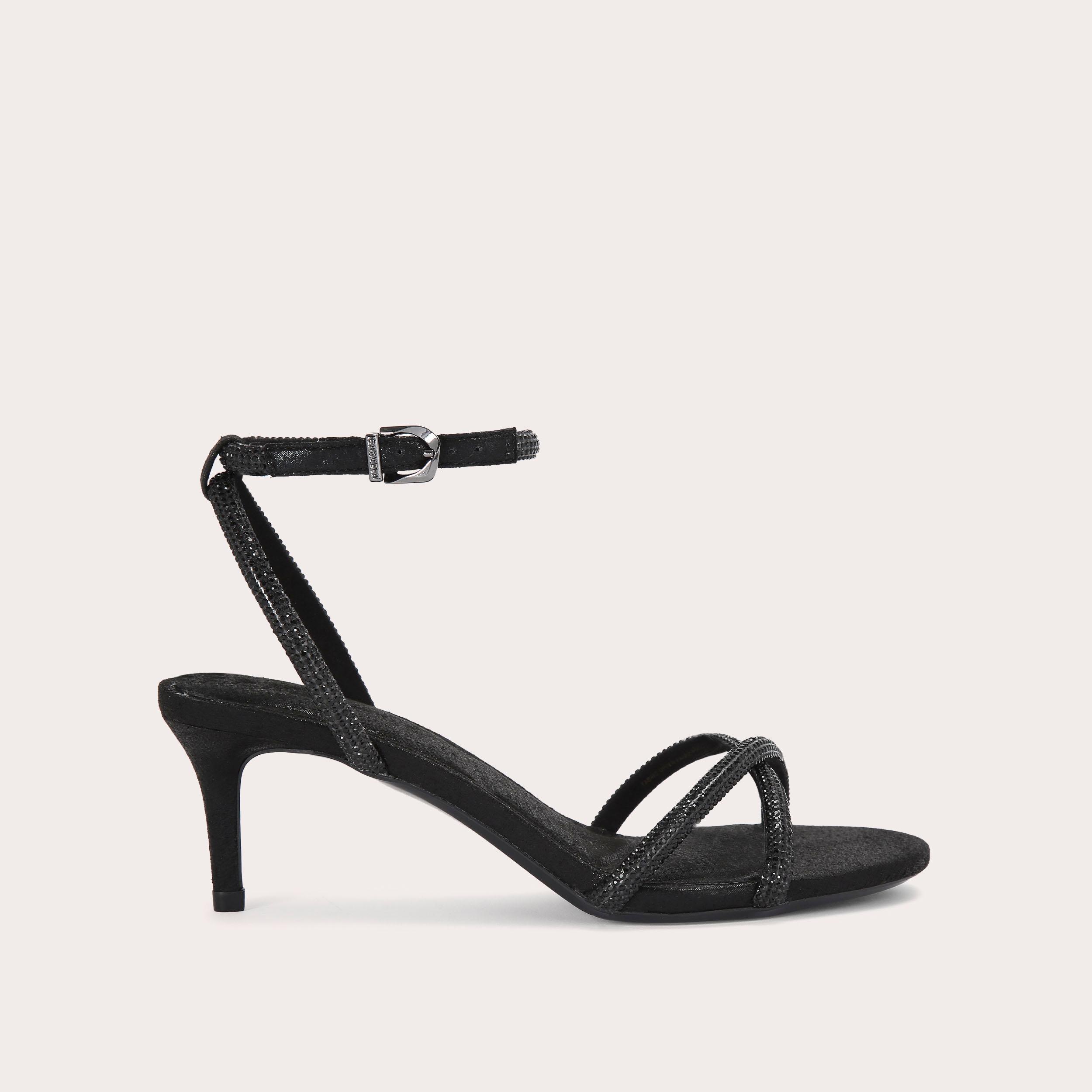 Low black sandal heels hot sale