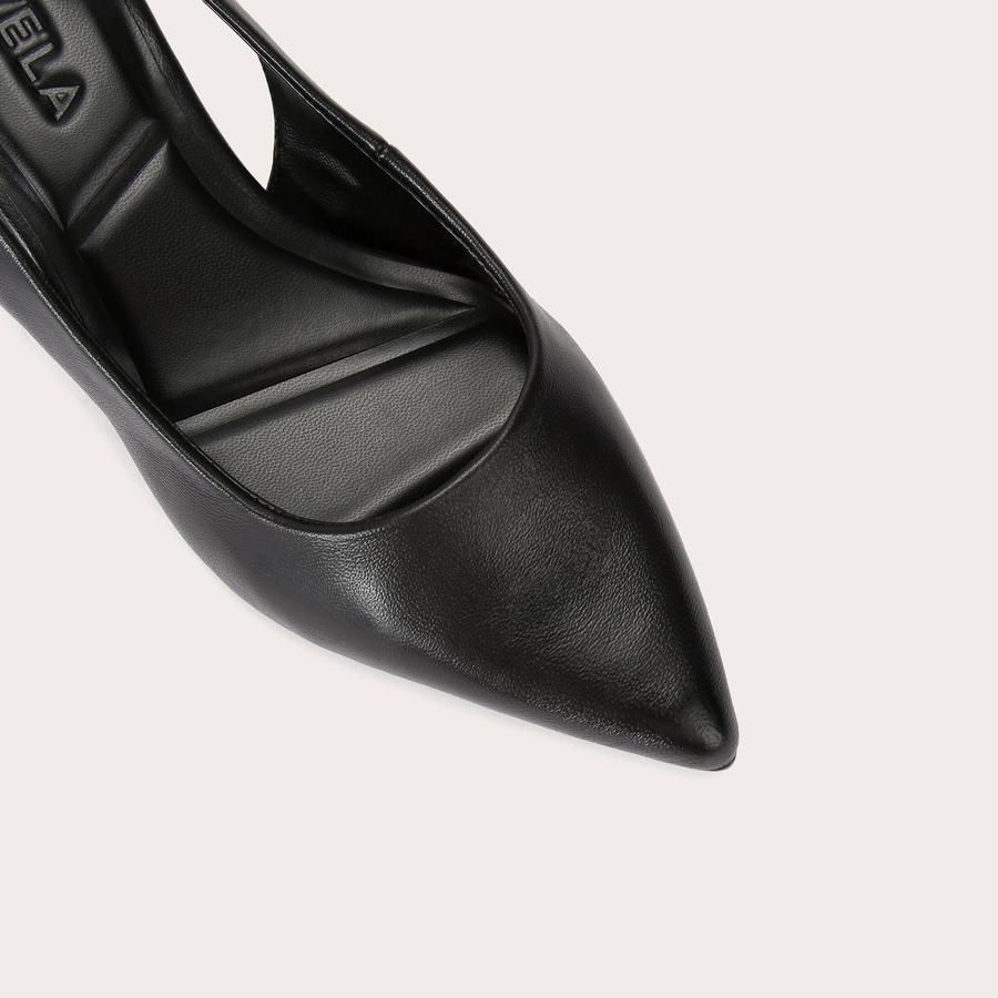RIVA SLING Black Lather Slingback Heels by CARVELA