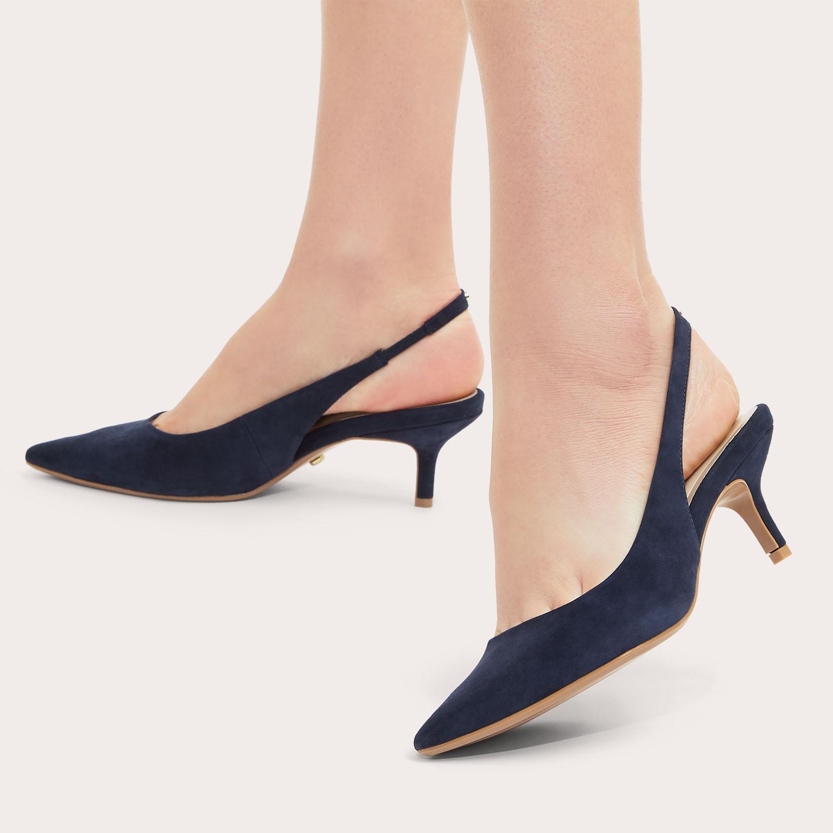 navy sling back heels