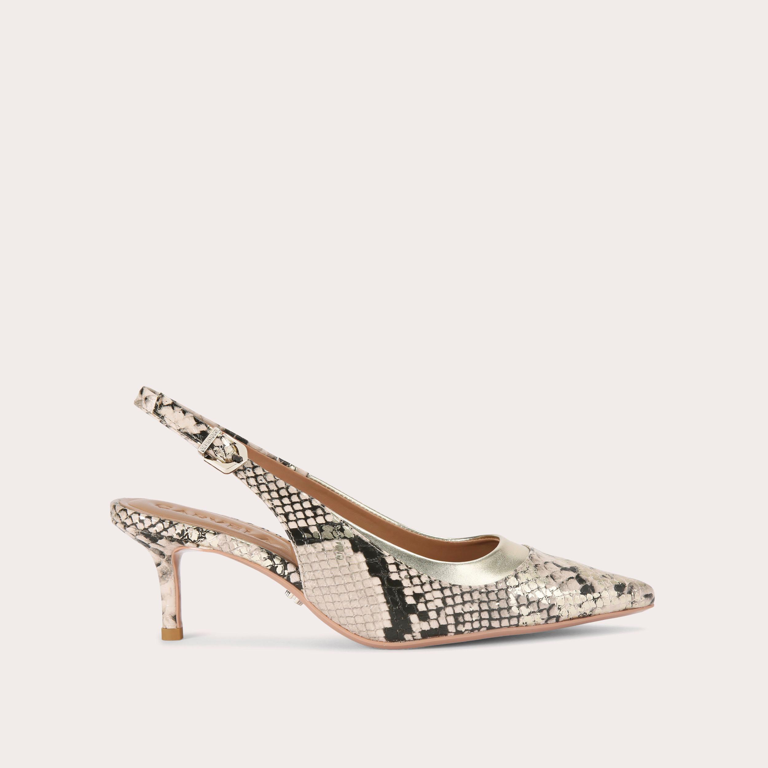 Snake print store slingback heels