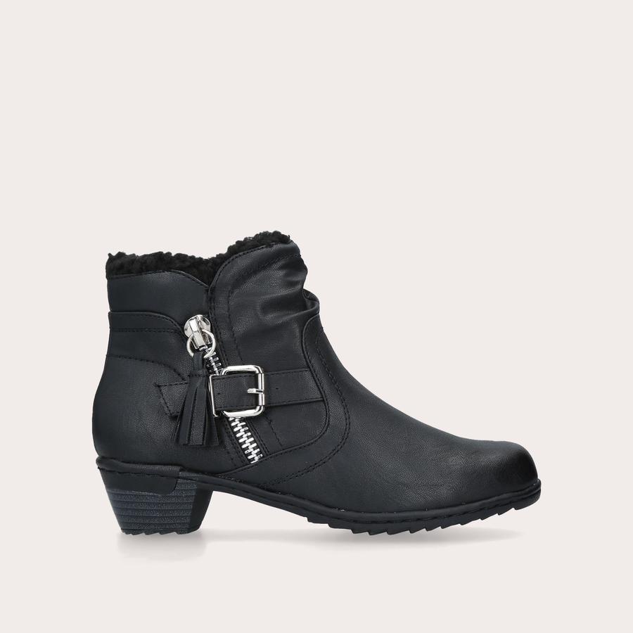 TREAT Black Cuban Heel Ankle Boots by CARVELA COMFORT