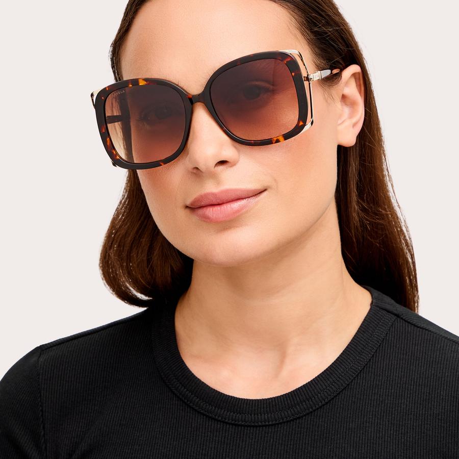 LARGE FRAME SUNGLASSES Mid Brown Large Frame Sunglasses by CARVELA