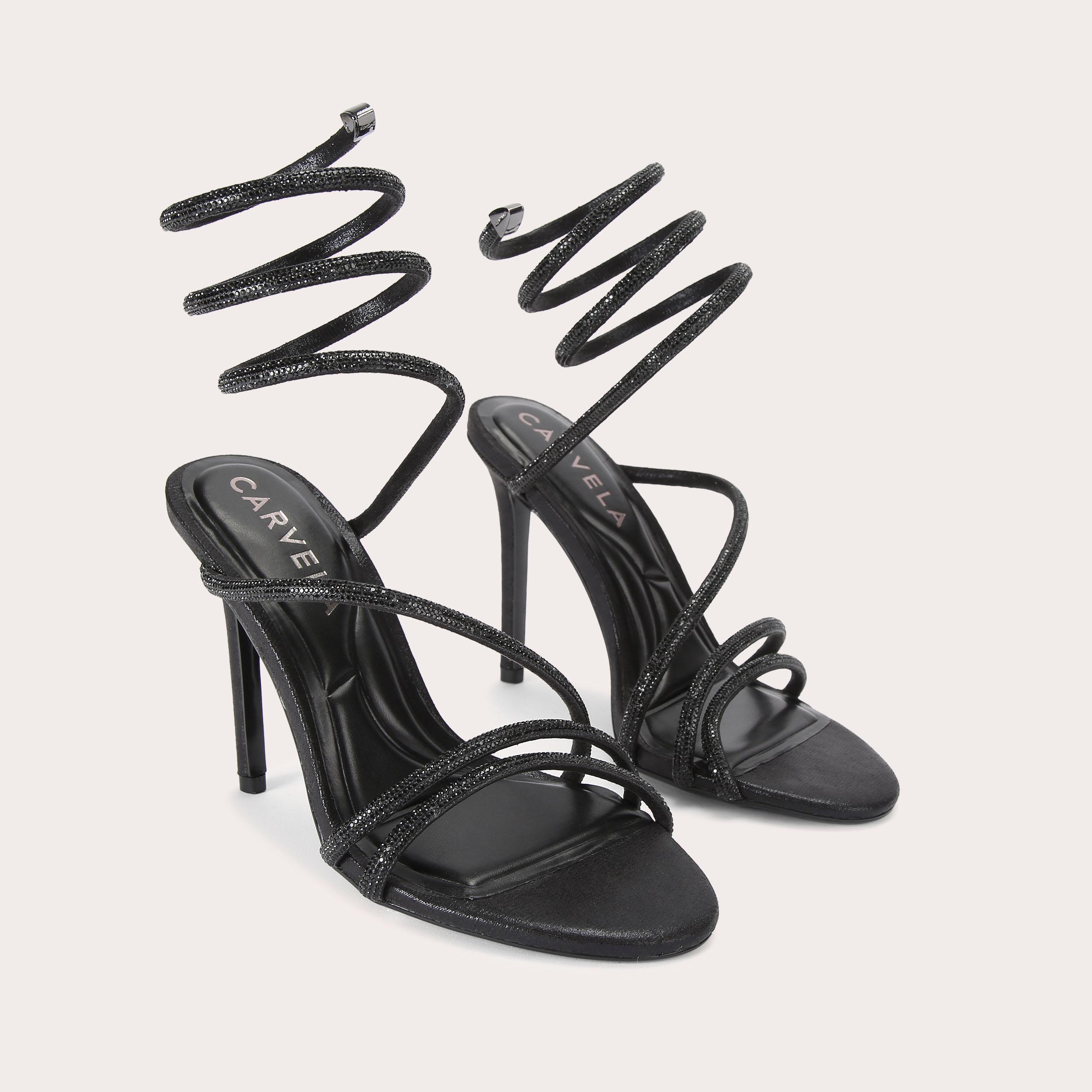 carvela pointed asymmetric strap heels