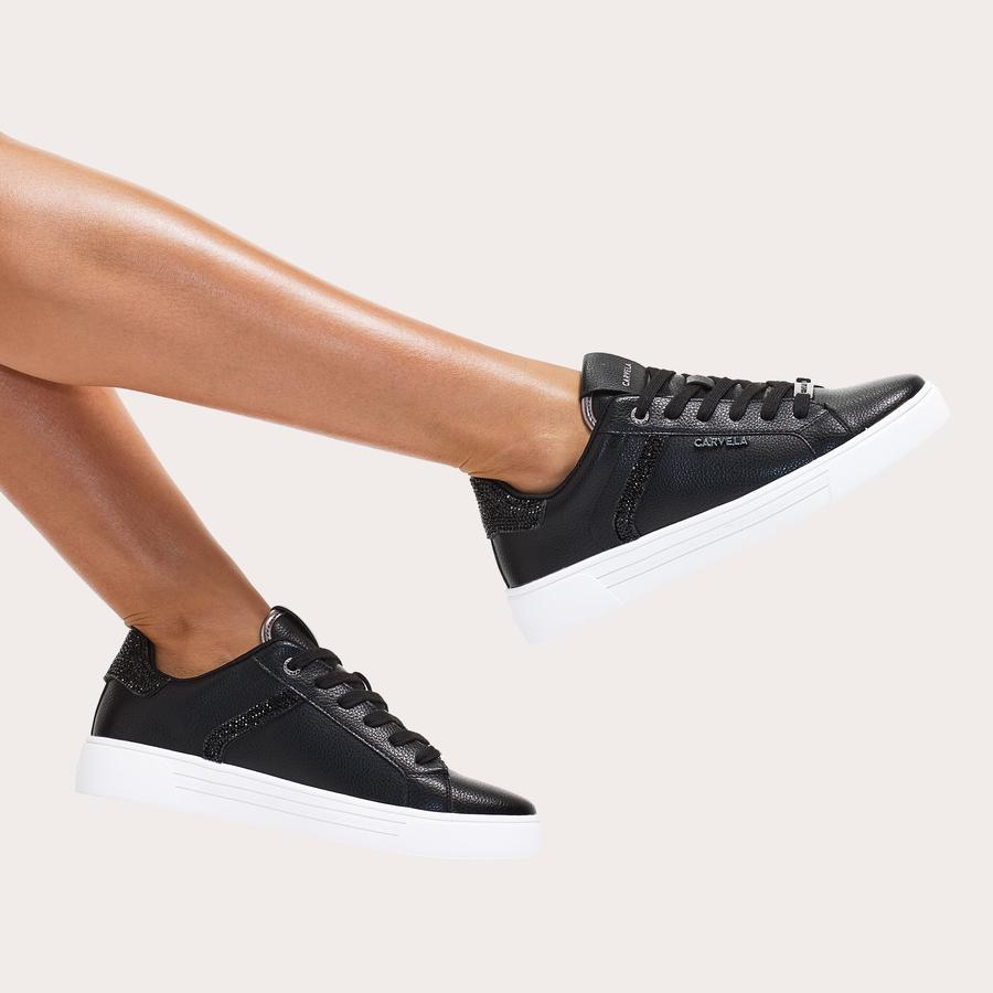 DAZE JEWEL Black Crystal Trainers by CARVELA