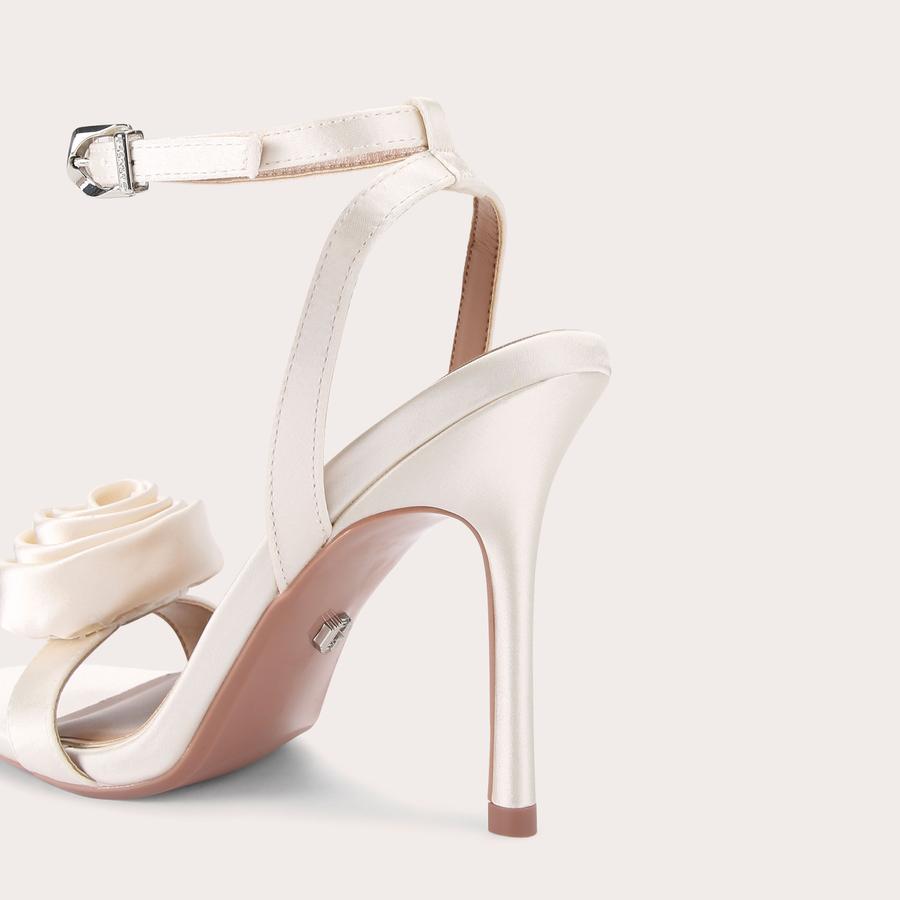 CORSAGE SANDAL 100 White Satin Heels by CARVELA