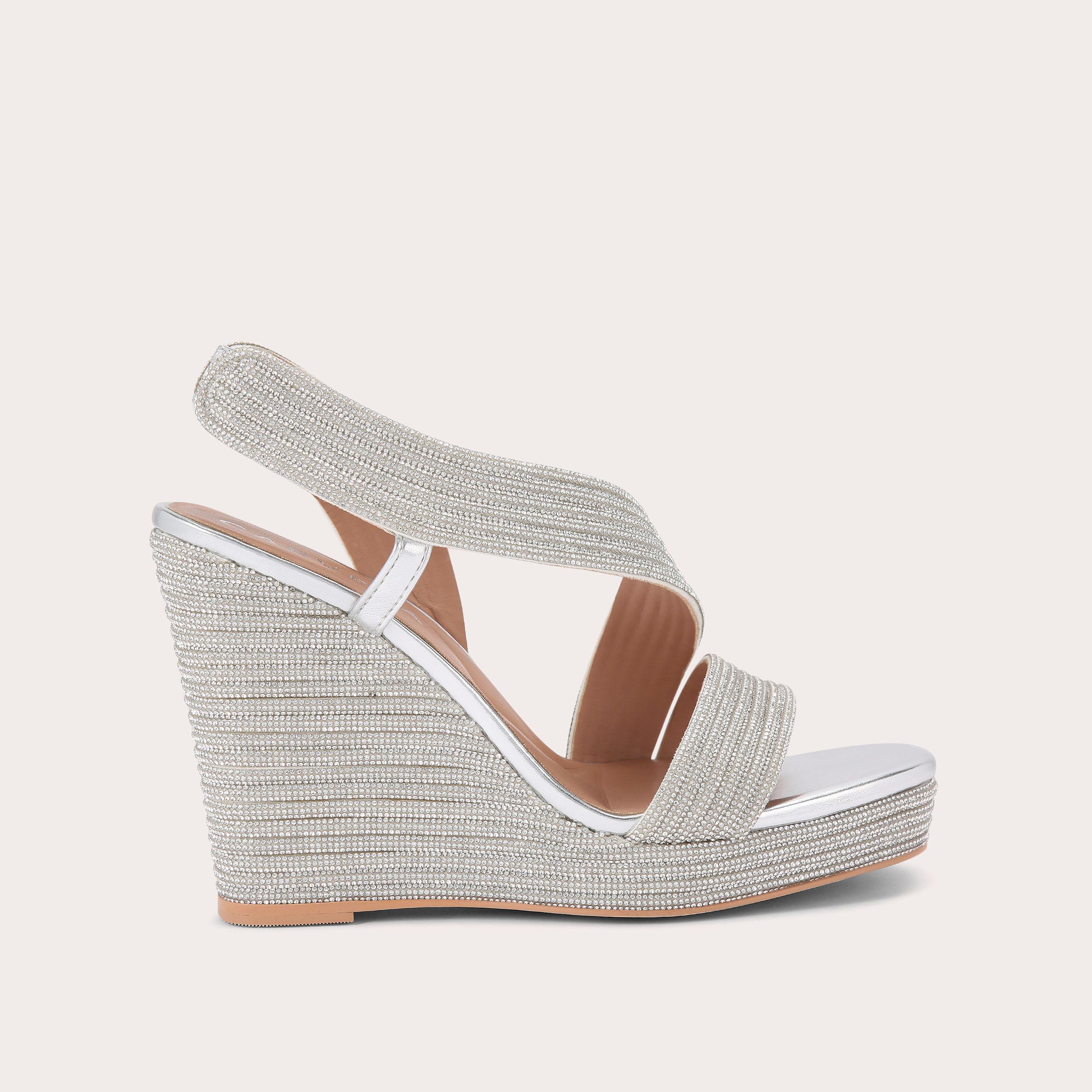 Glamorous espadrille wedge heeled sandals in gold