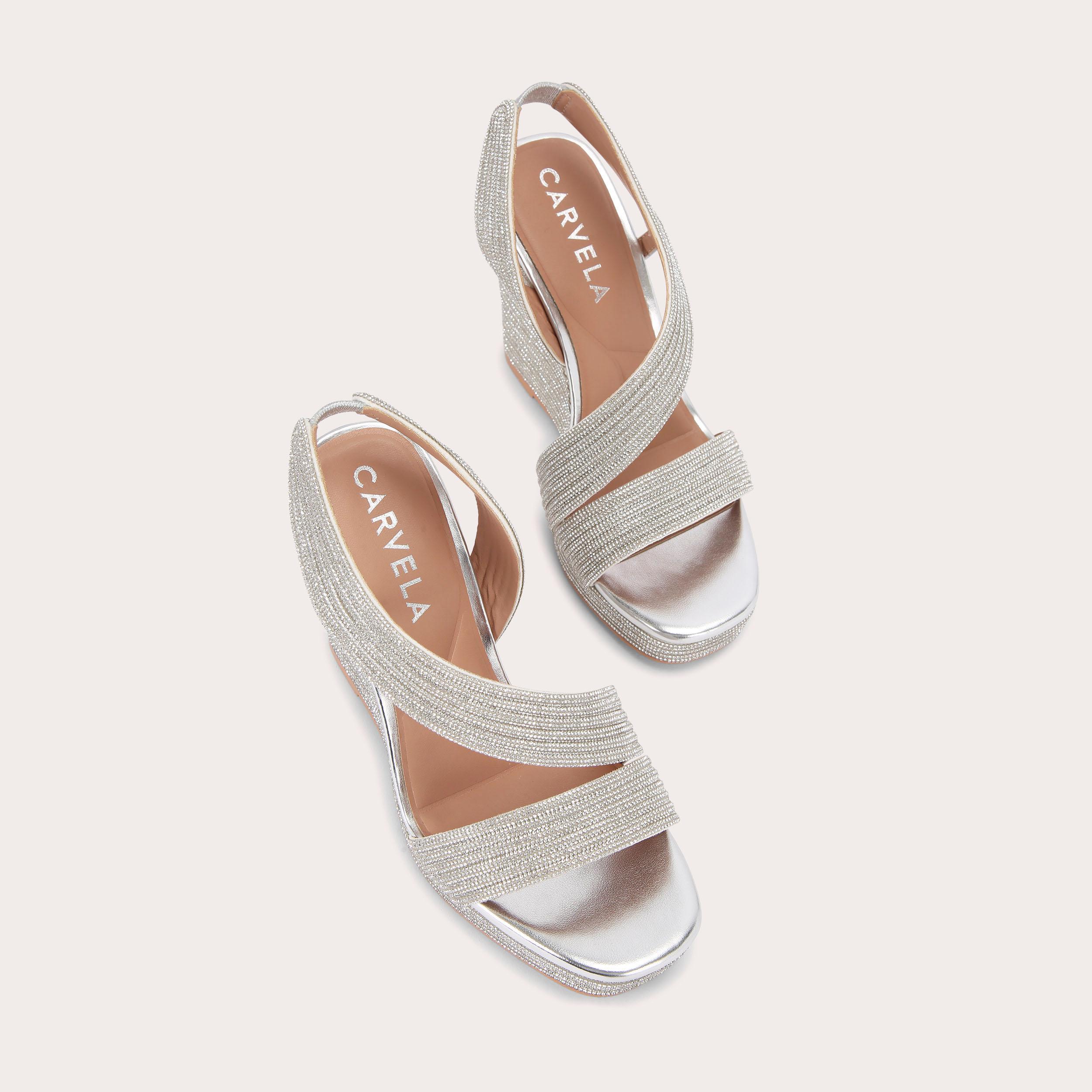 Carvela sparkle wedge store heel sandals tan