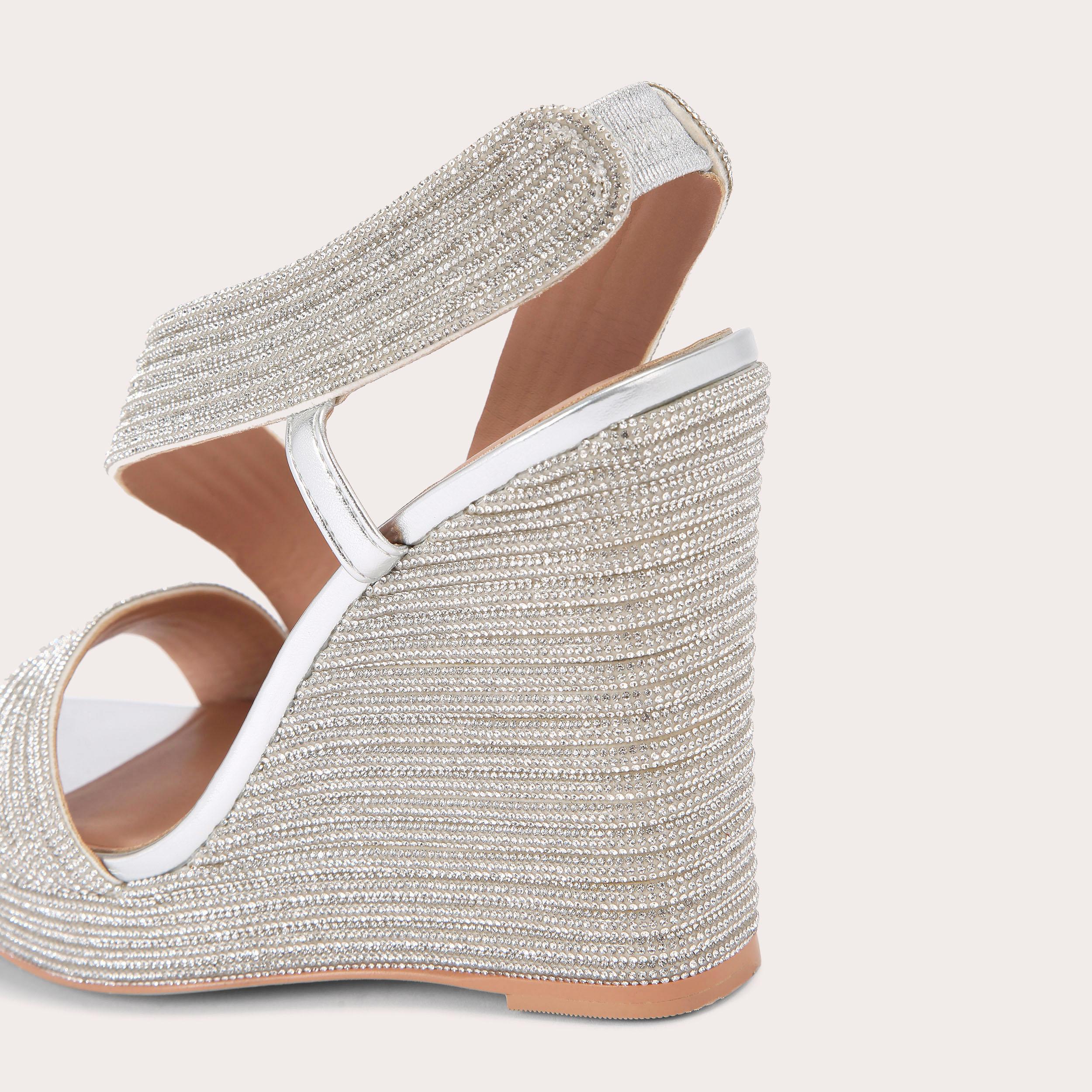 Silver high heel wedges online