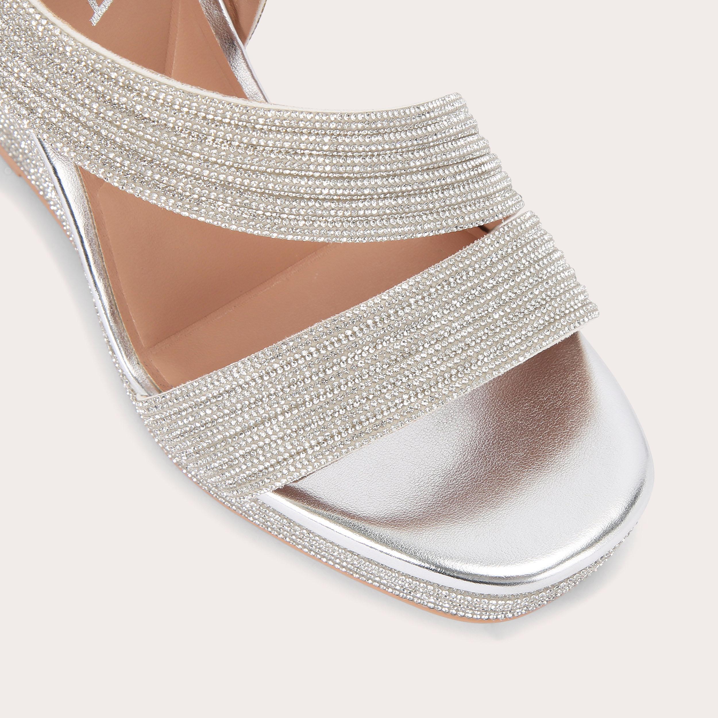 Silver high heel wedges deals