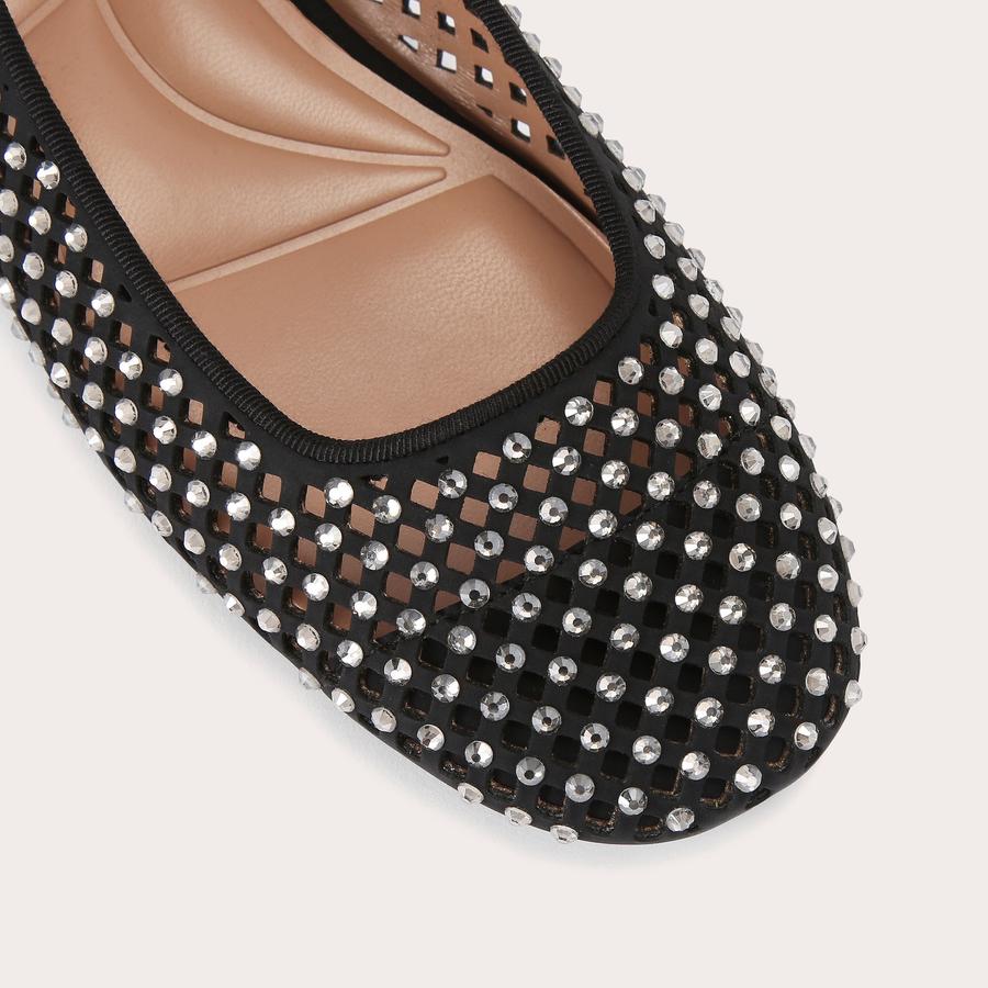 QUINN Black Crystal Slip On Shoes by CARVELA