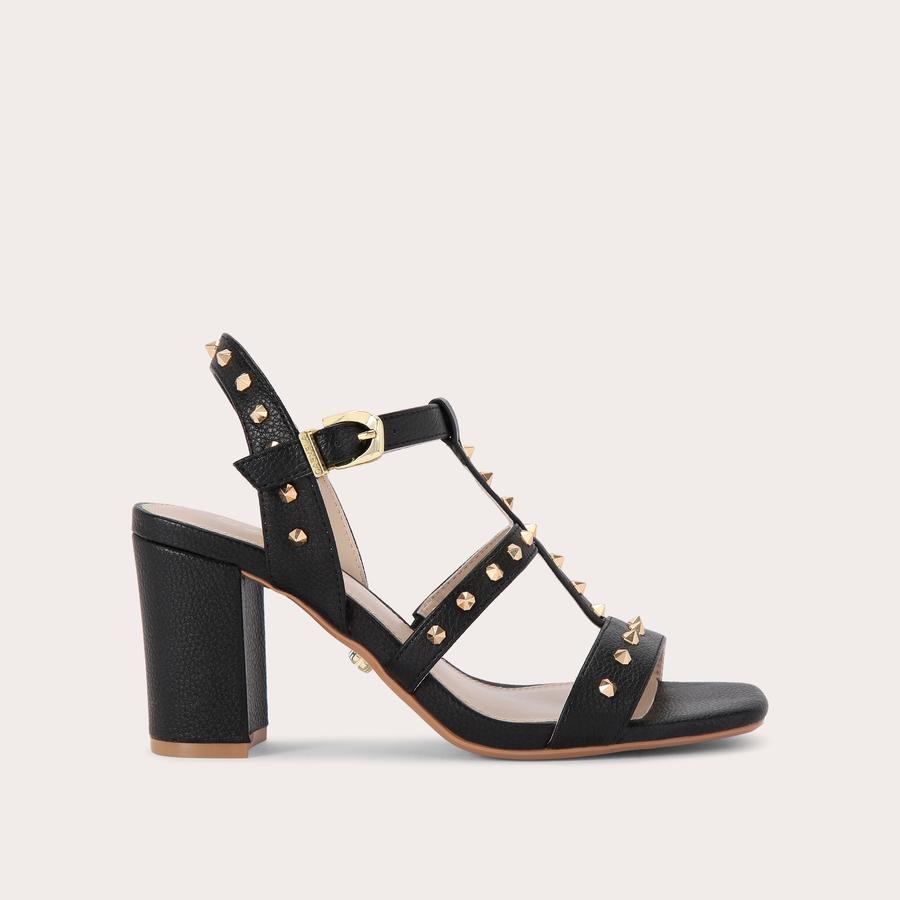 SAMBA Black Studded Block Heel by CARVELA