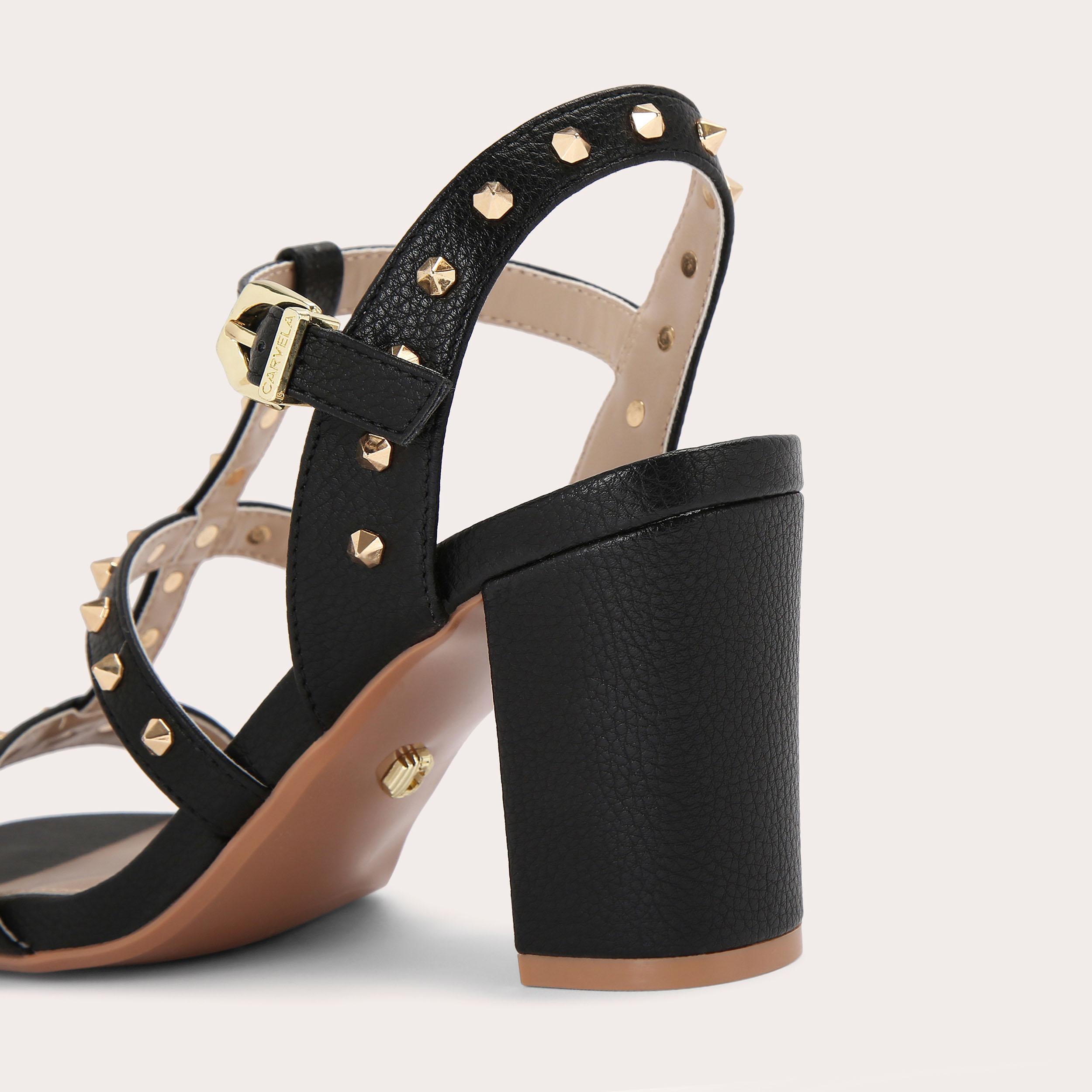 SAMBA Black Studded Block Heel by CARVELA