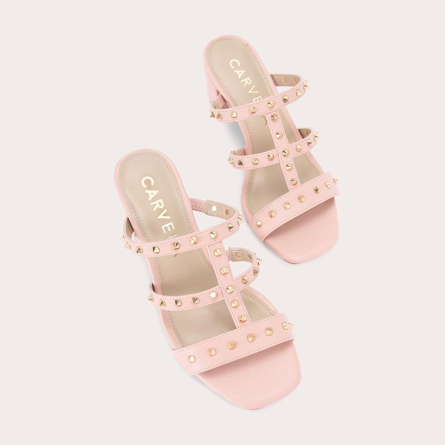 SAMBA MULE Pink Studded Mule Heels by CARVELA