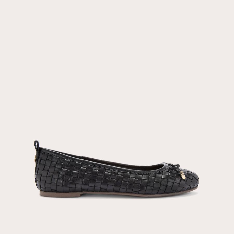 EVIE Black Woven Slip On Shoes by CARVELA