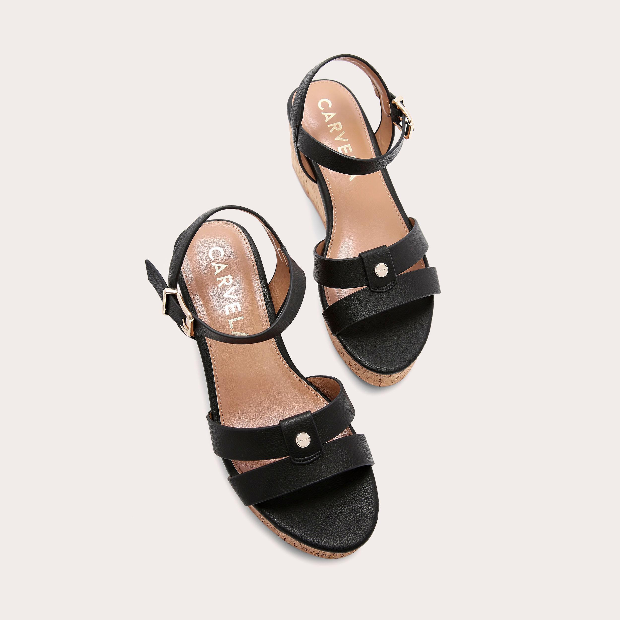 Carvela black wedge sandals hotsell