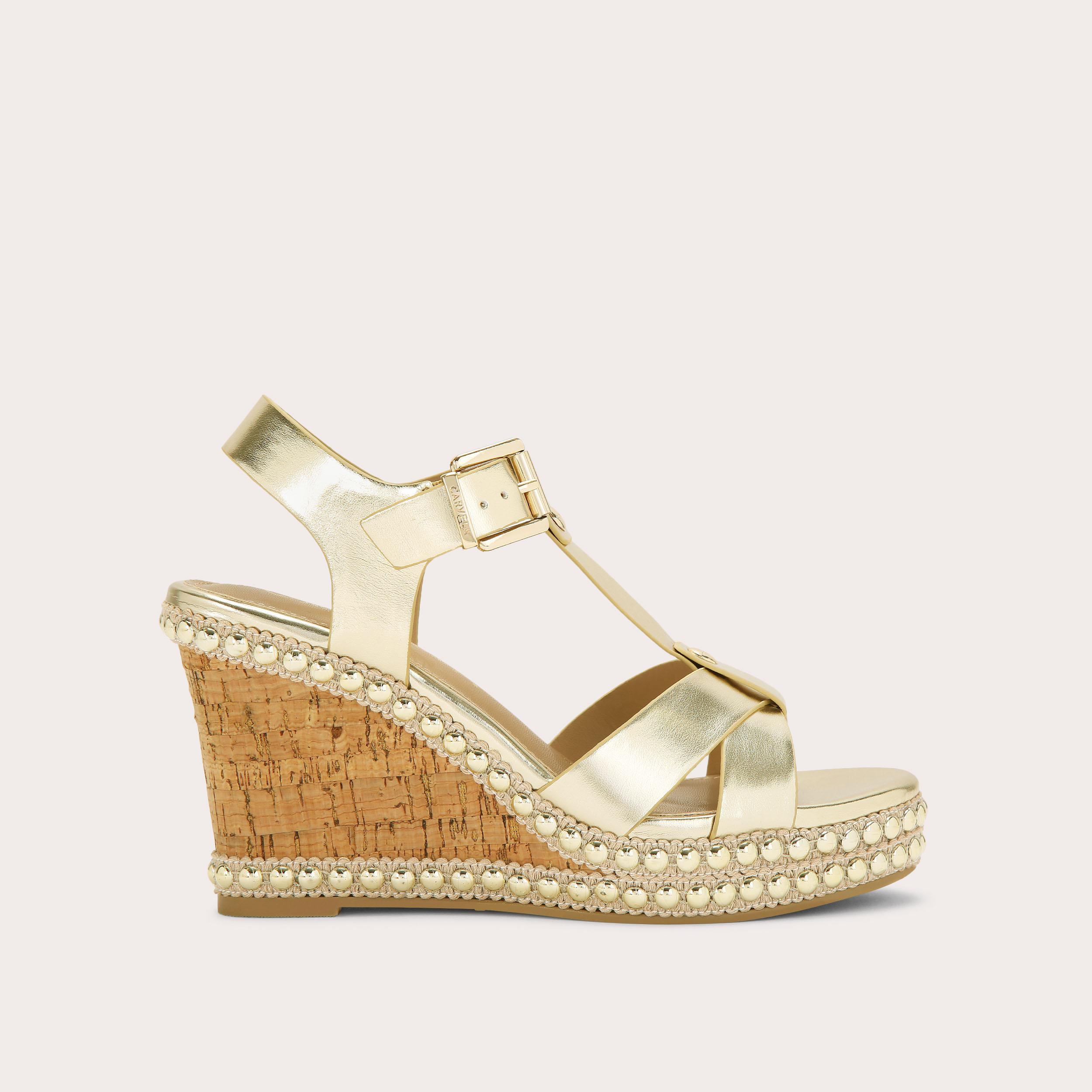 SUPER STUD Gold Wedge Heel by CARVELA