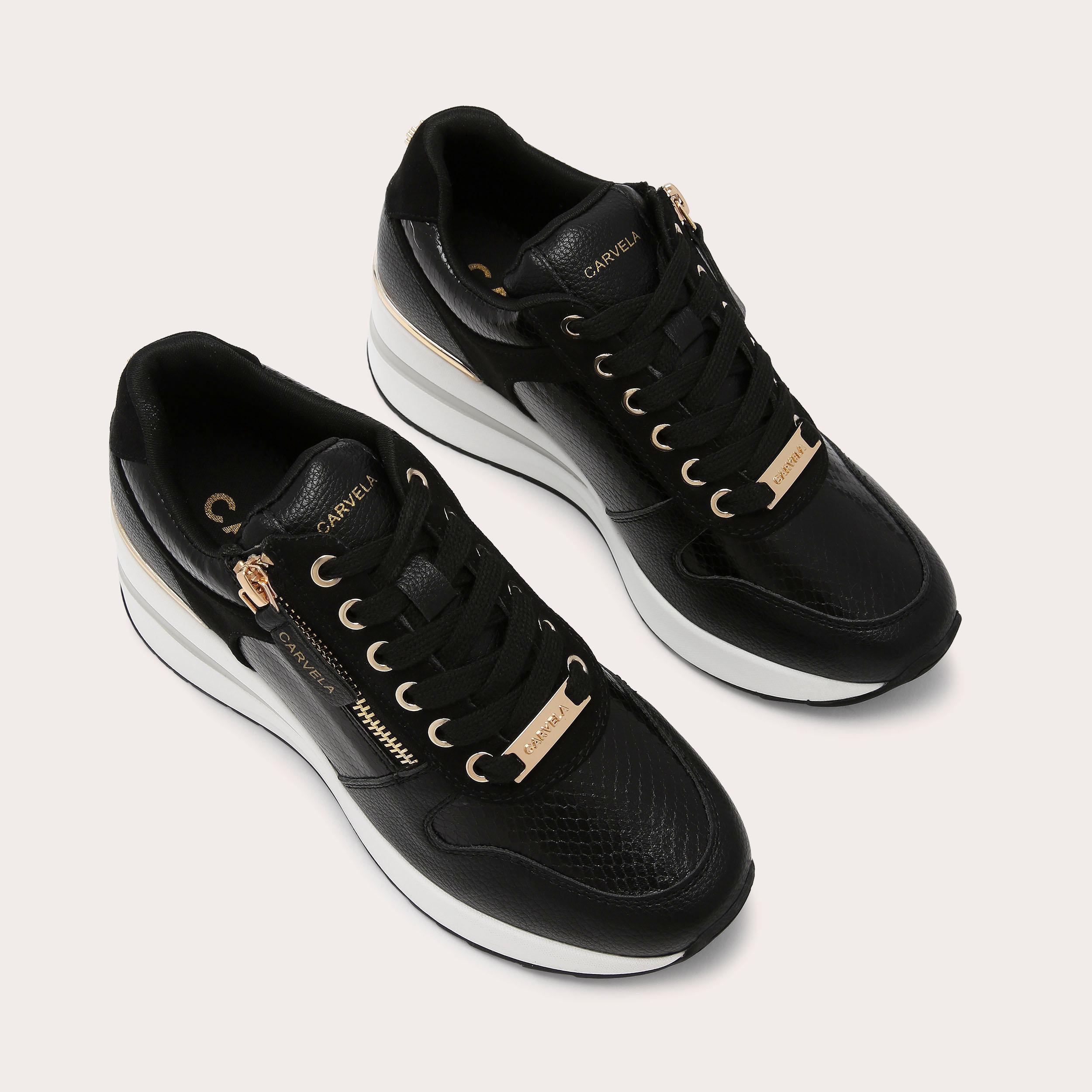 HIGH RISE Black Lace Up Trainer by CARVELA