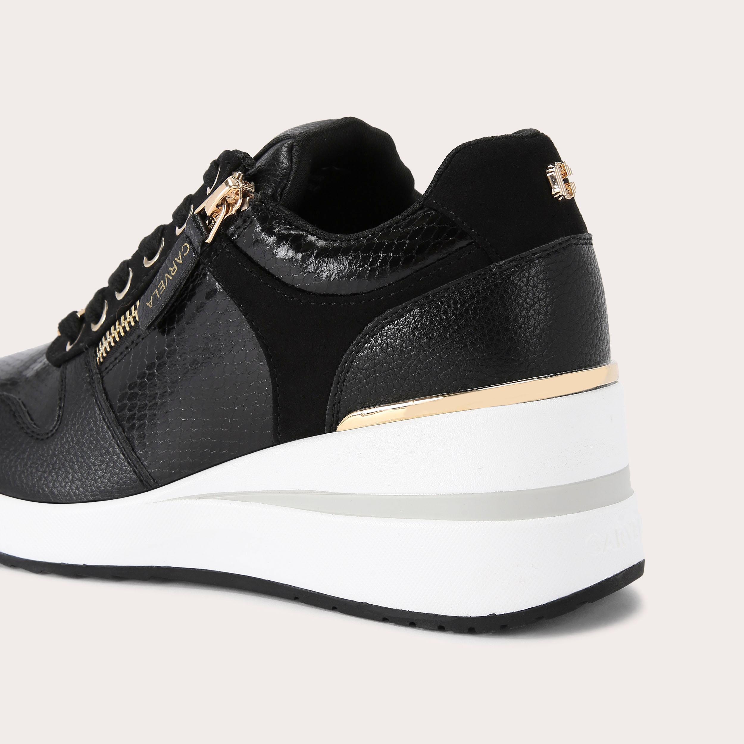 HIGH RISE Black Lace Up Trainer by CARVELA