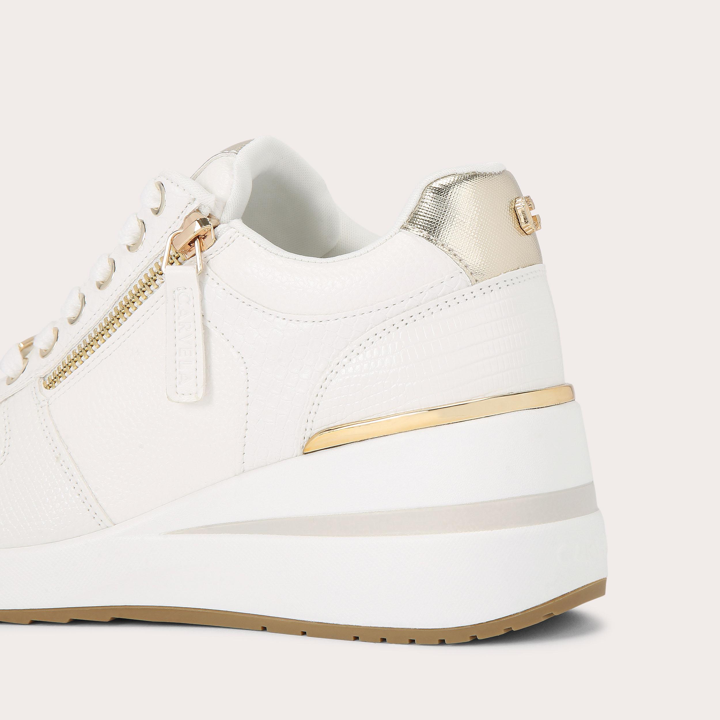 HIGH RISE White Lizard Trainer by CARVELA