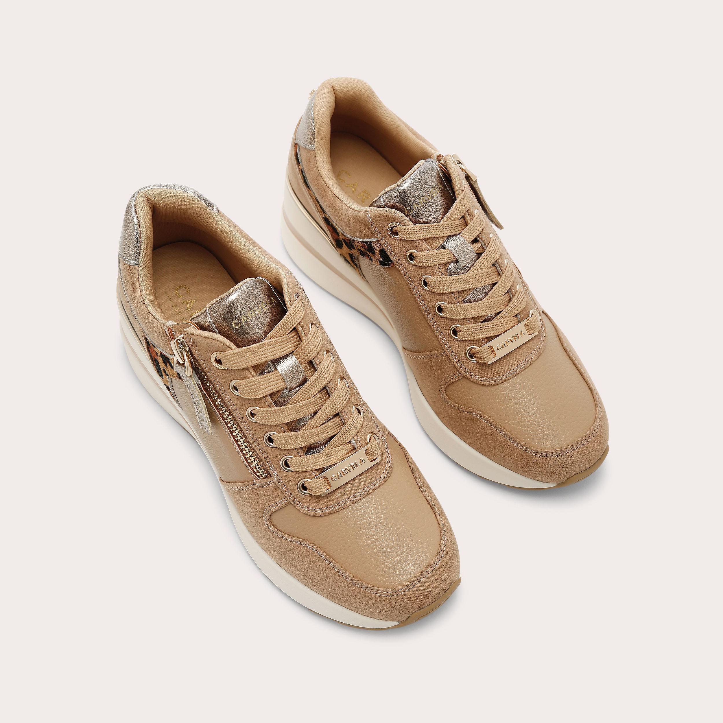 HIGH RISE Camel Animal Print Sneaker by CARVELA