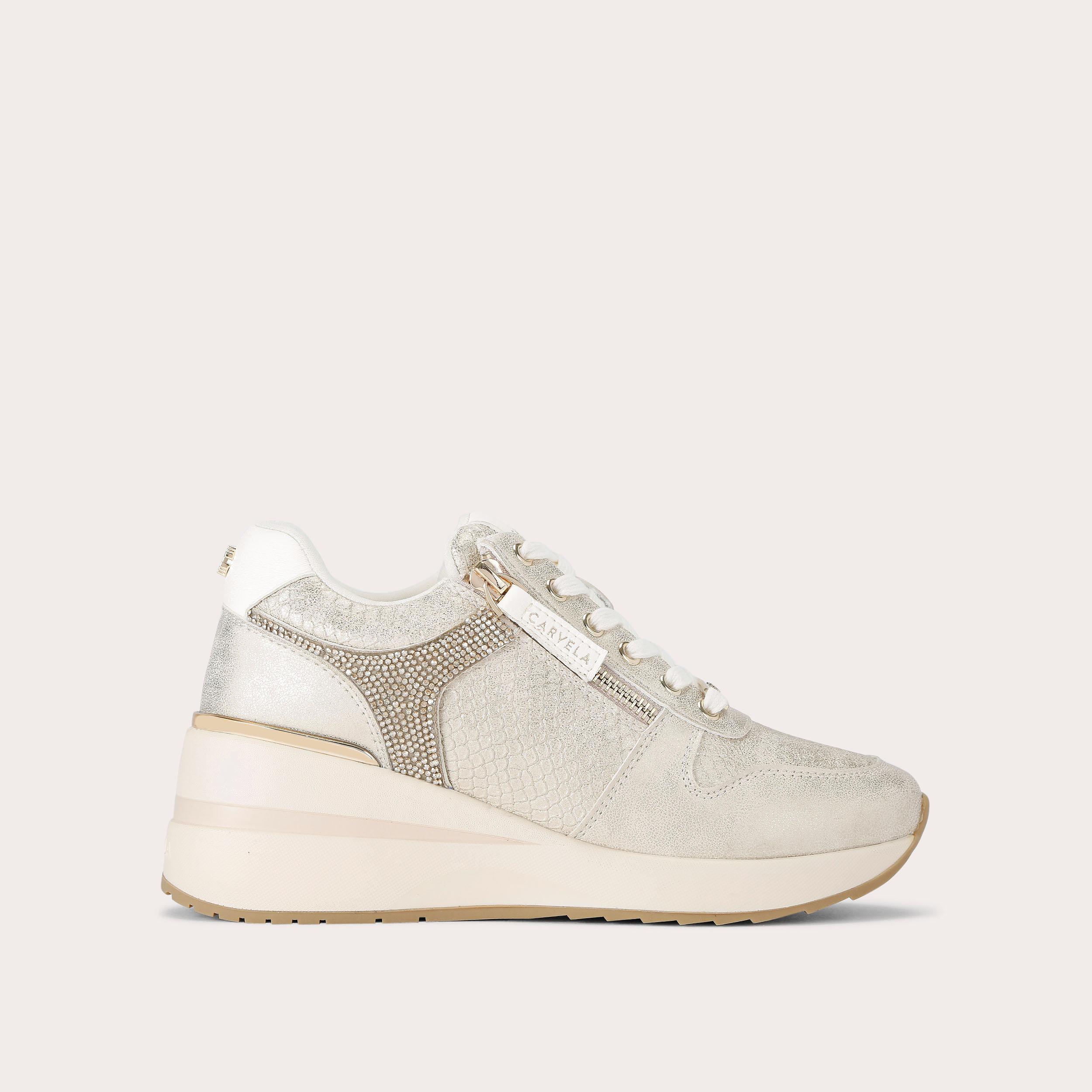 HIGH RISE Gold Snake High Heel Sneaker by CARVELA