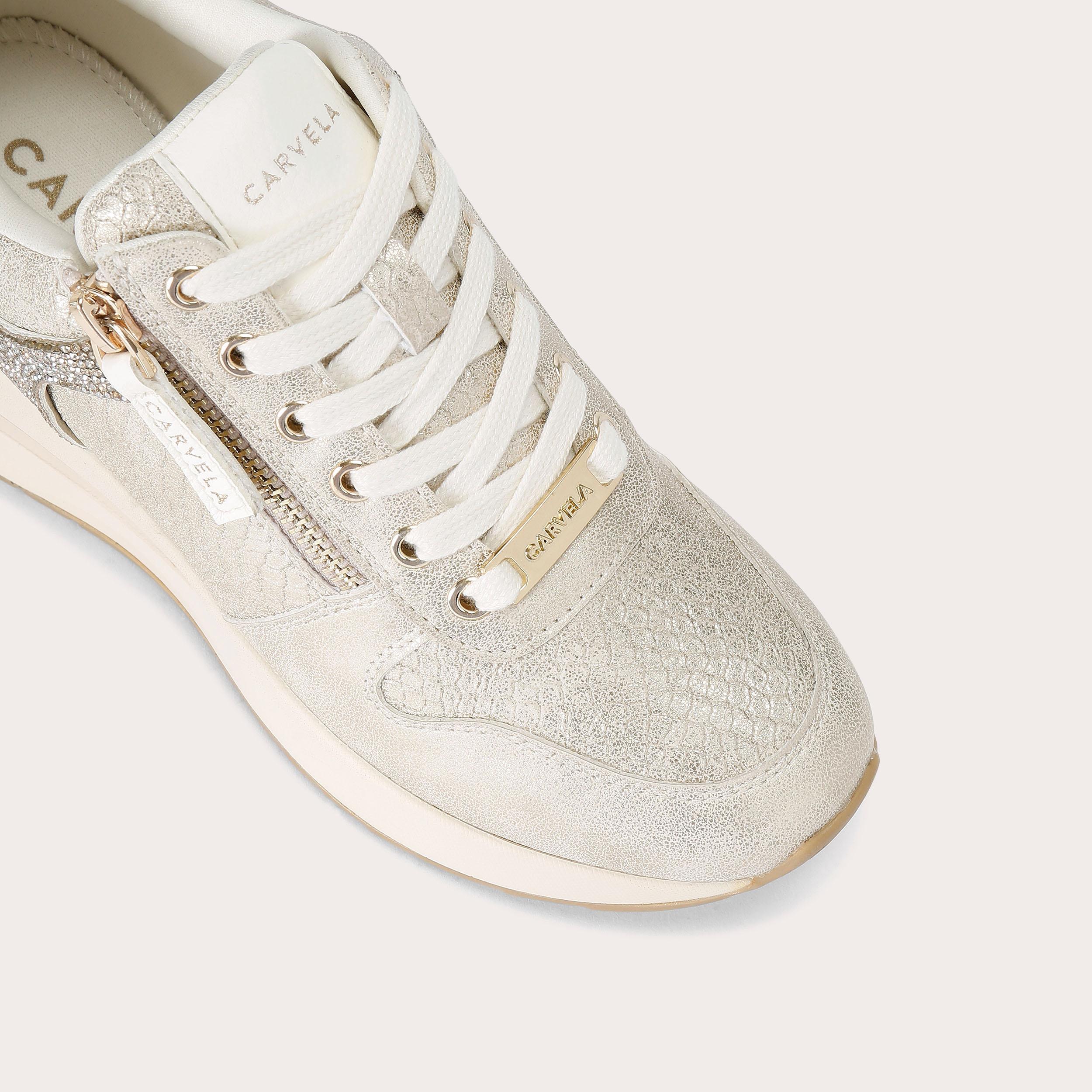 HIGH RISE Gold Snake High Heel Sneaker by CARVELA