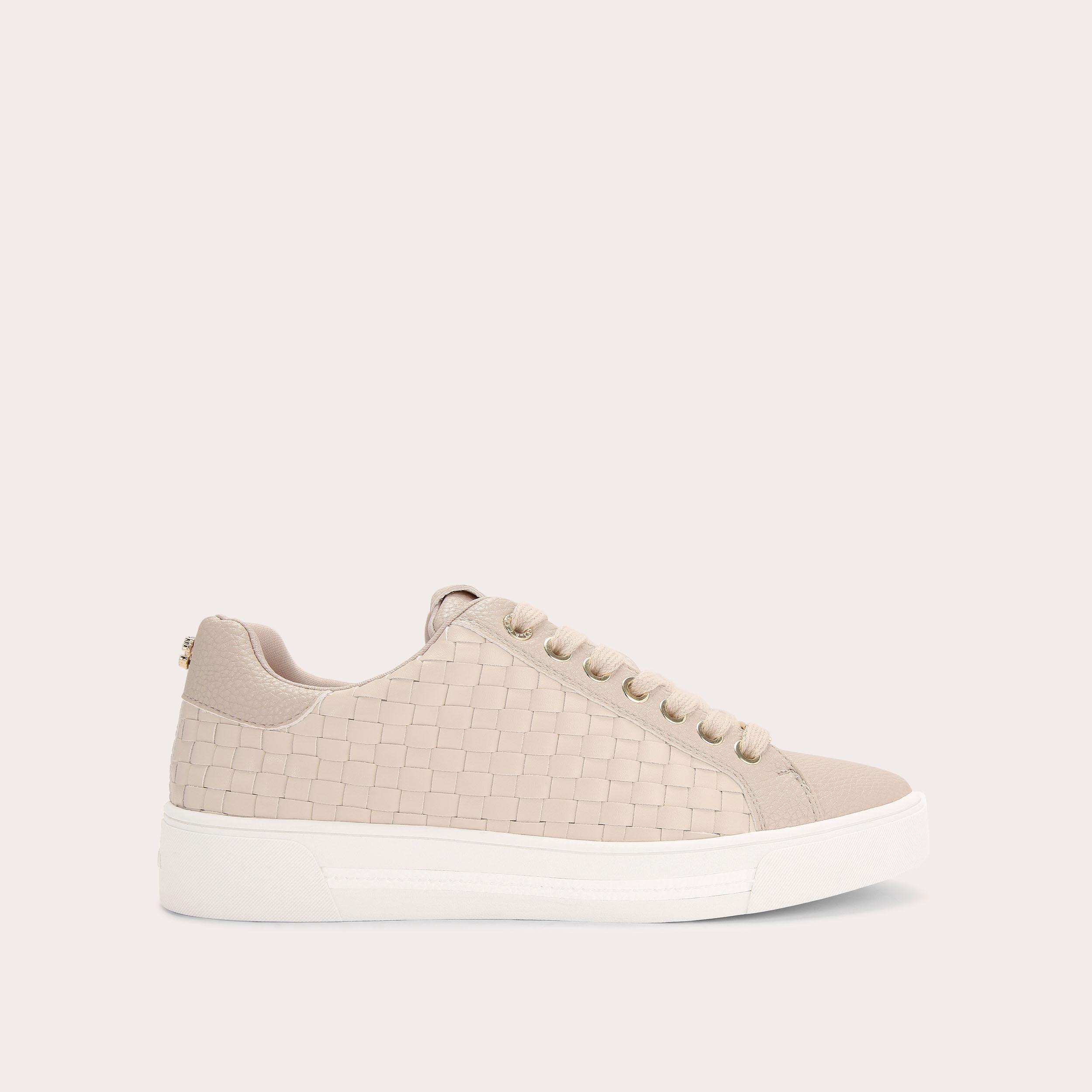 DAZE WEAVE Taupe Woven Trainer by CARVELA