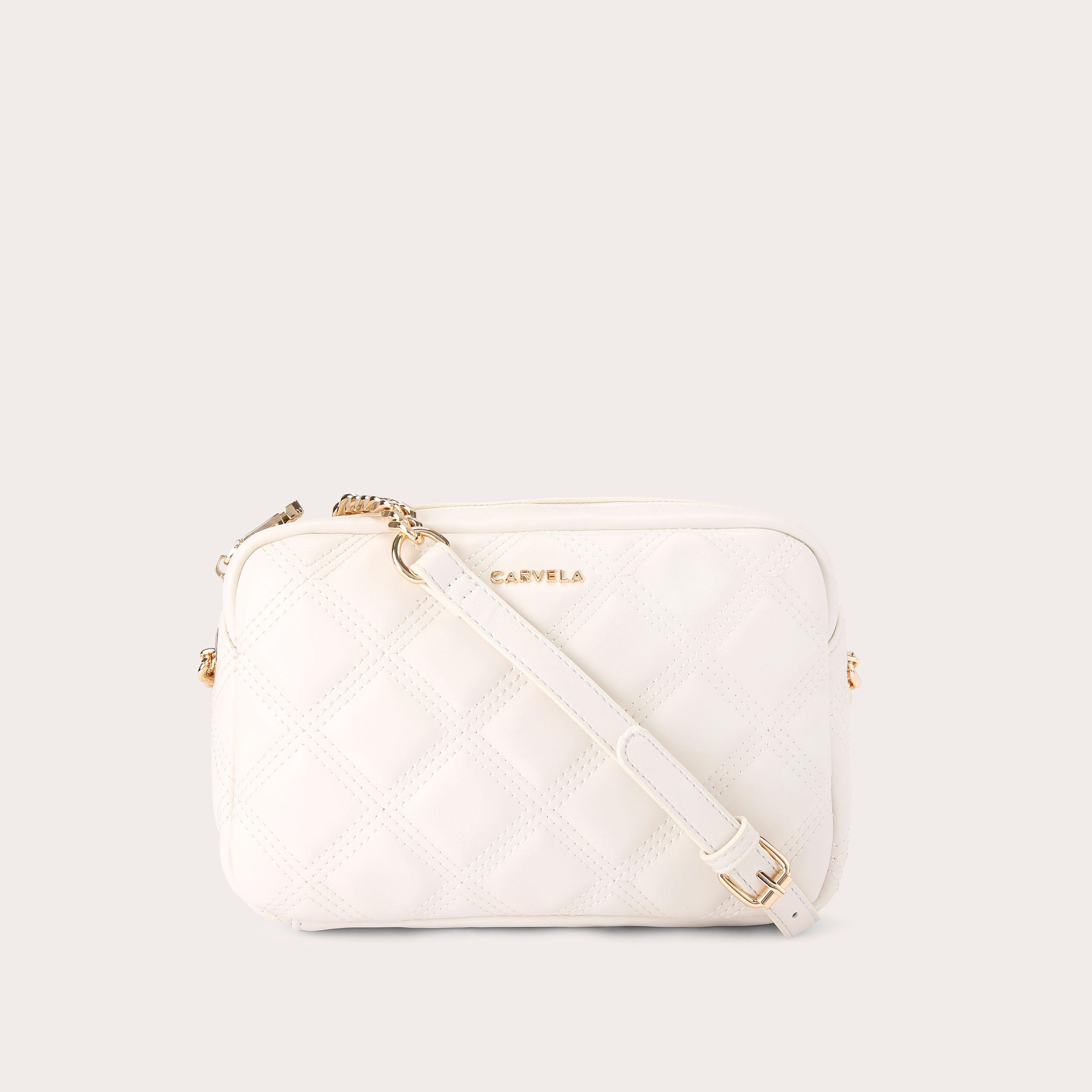 BLOOM TRIPLE QUILT Bone Quilted Cross Body Bag by CARVELA