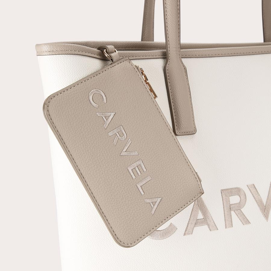 LARGE FRAME SHOPPER Large Bone Tote Bag by CARVELA
