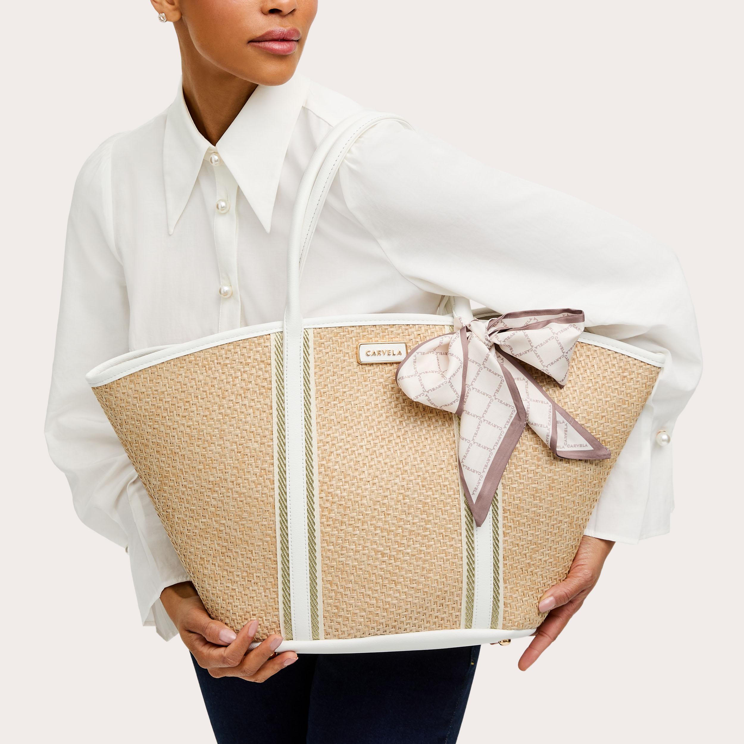 STRAW SCARF BASKET Woven Basket Bag by CARVELA