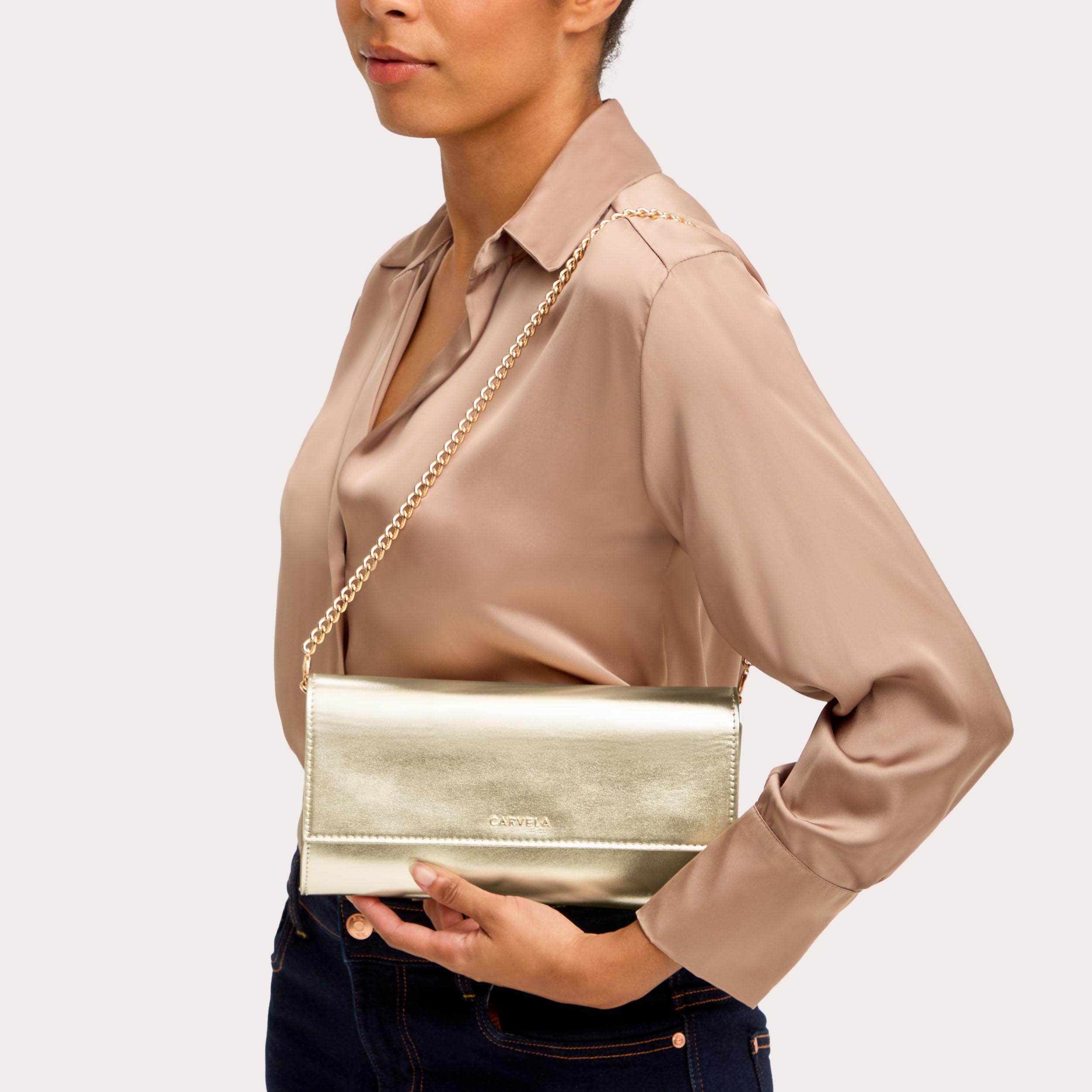 Carvela gold clutch sale
