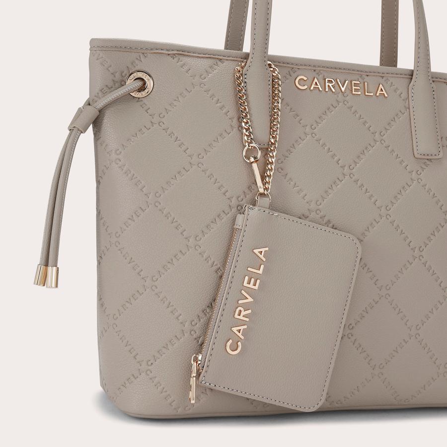 QUILTED CARVELA TOTE Taupe Quilted Tote Bag by CARVELA