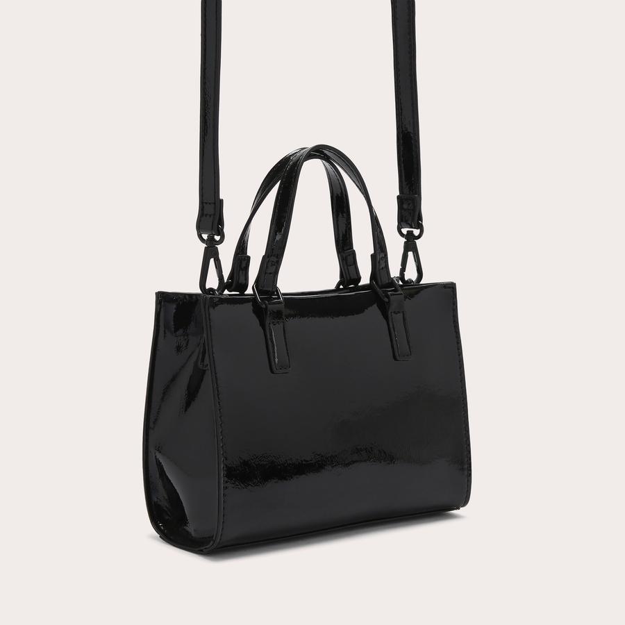 FRAME MINI TOTE Patent Black Tote Bag by CARVELA