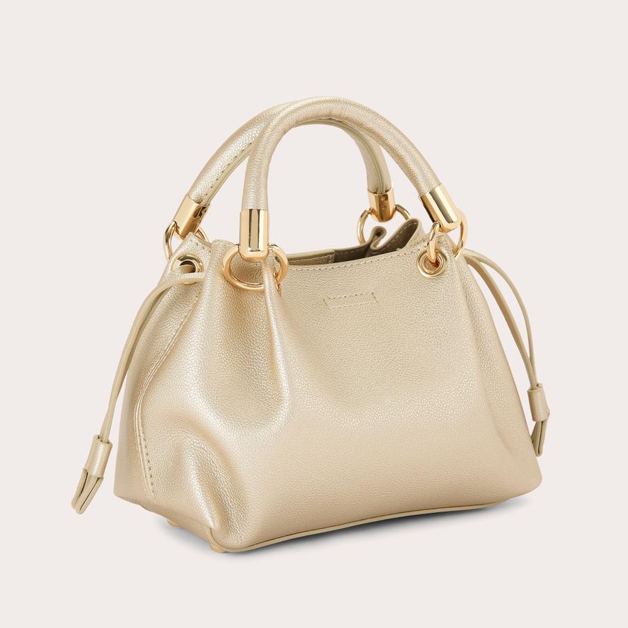 CHAI MINI SCRUNCH Gold Scrunched Tote Bag by CARVELA