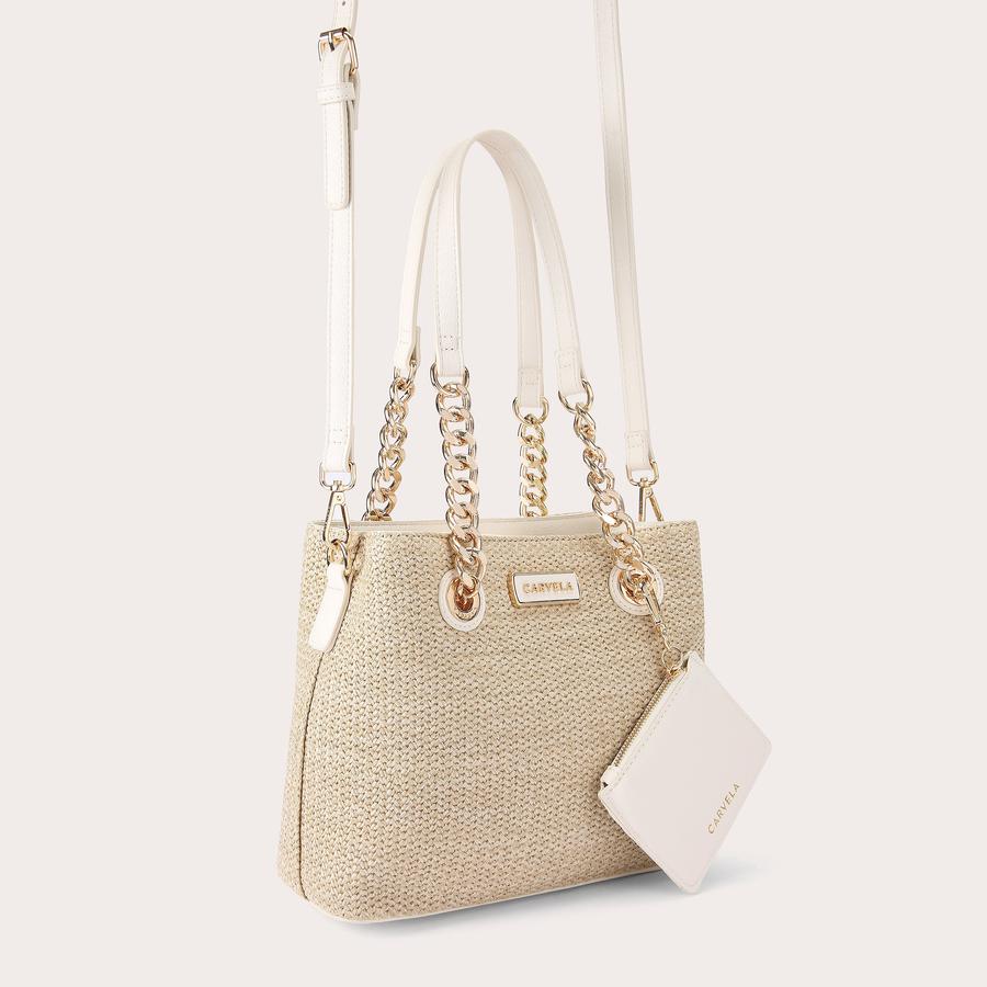 MINI CAMMIE 3 Raffia Tote Bucket Bag by CARVELA
