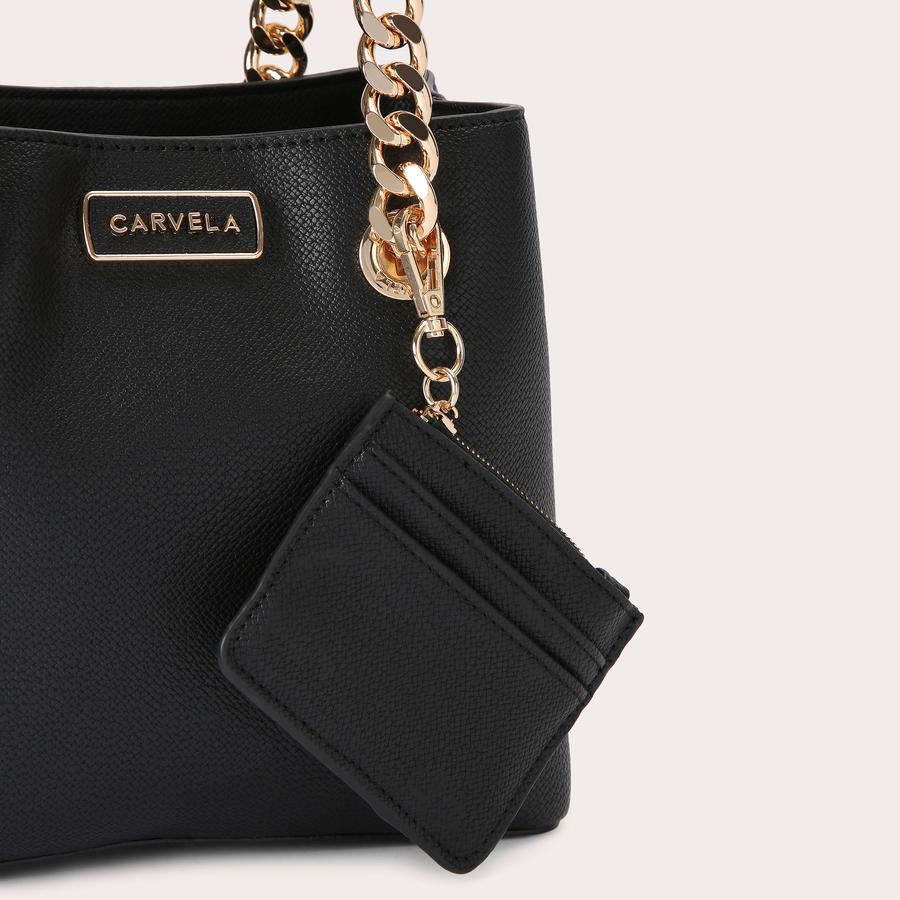 MINI CAMMIE 3 Black Bucket Bag by CARVELA
