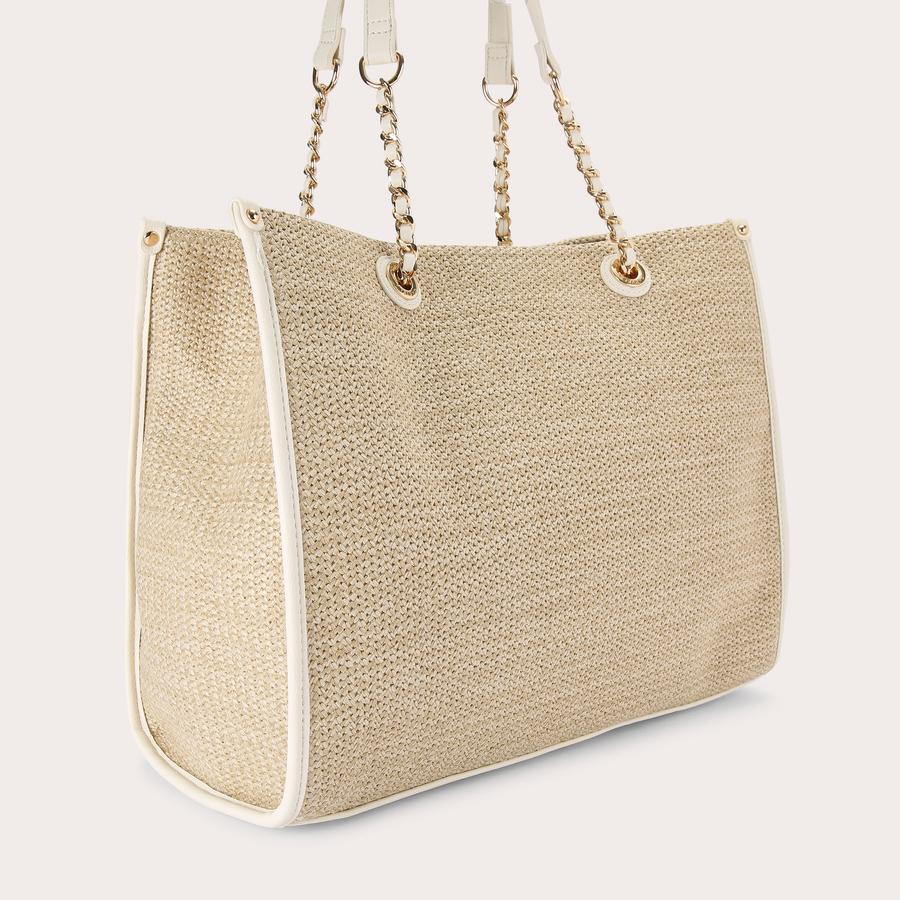 RAFFIA CHAIN TOTE Woven Tote Bag by CARVELA