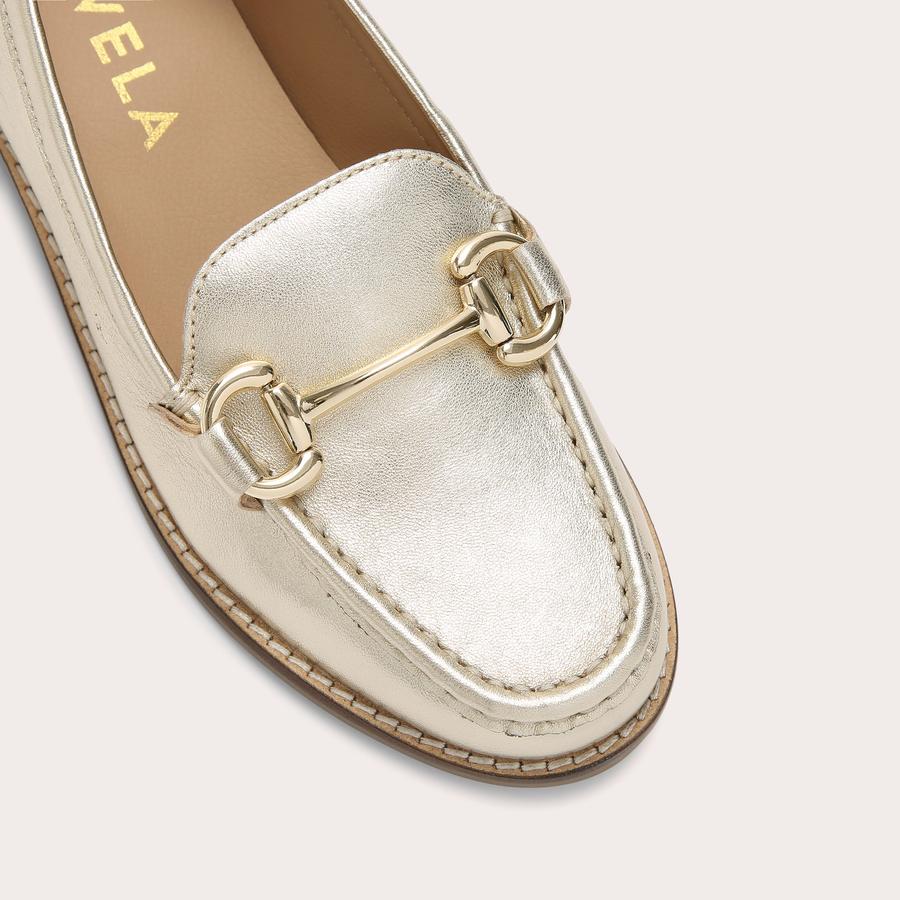 SNAP Gold Leather Loafers by CARVELA