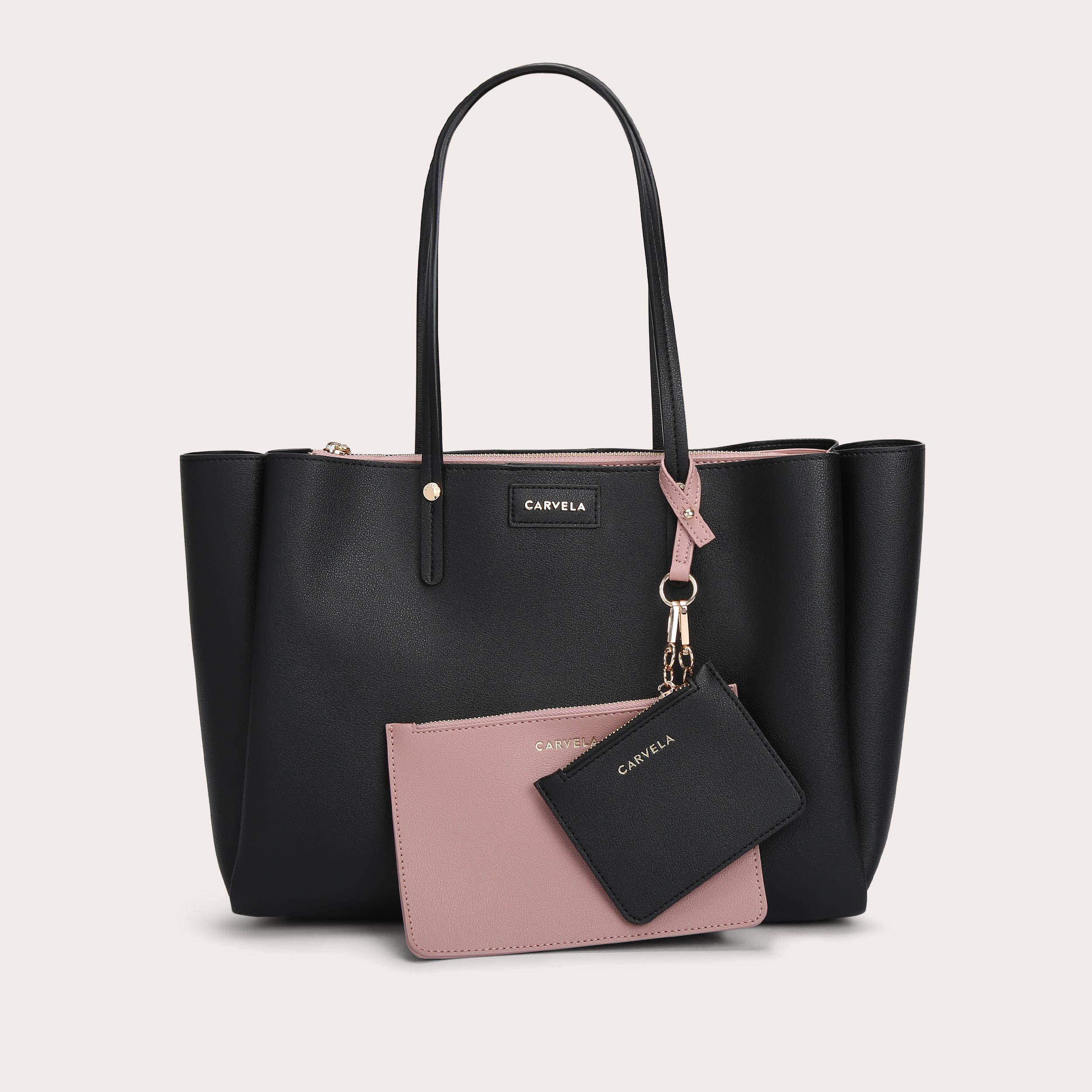 FREYA TRIPLE COMPART TOTE Black Tote Bag With Zip Wallet by CARVELA