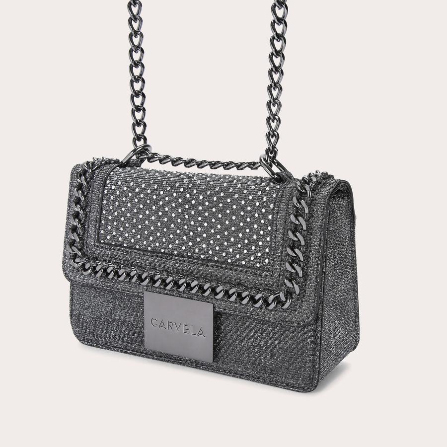 MINI BAILEY X BODY Grey Studded Cross Body Bag by CARVELA