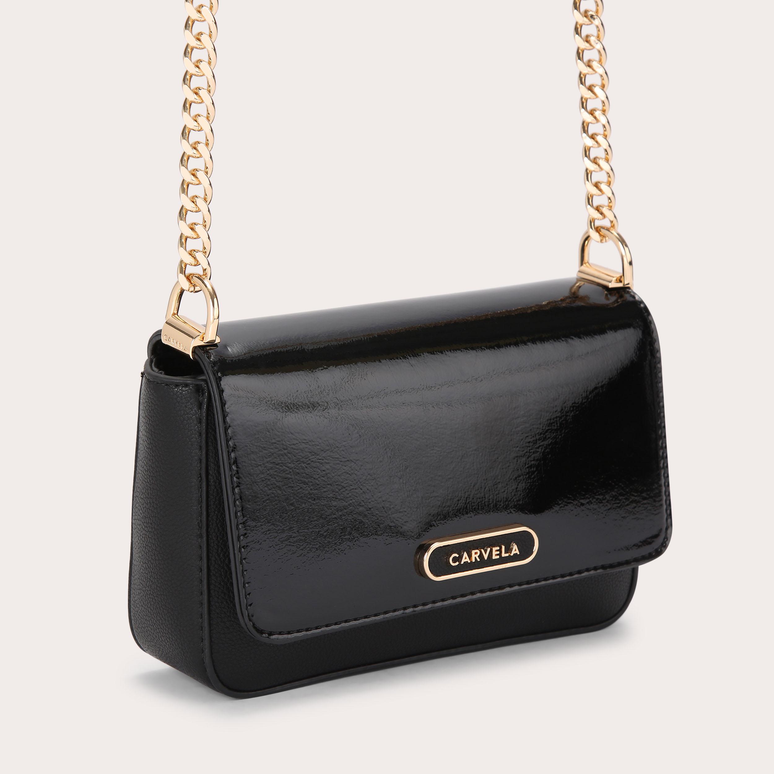 RENE MATCH BAG Black Patent Cross Body Bag by CARVELA